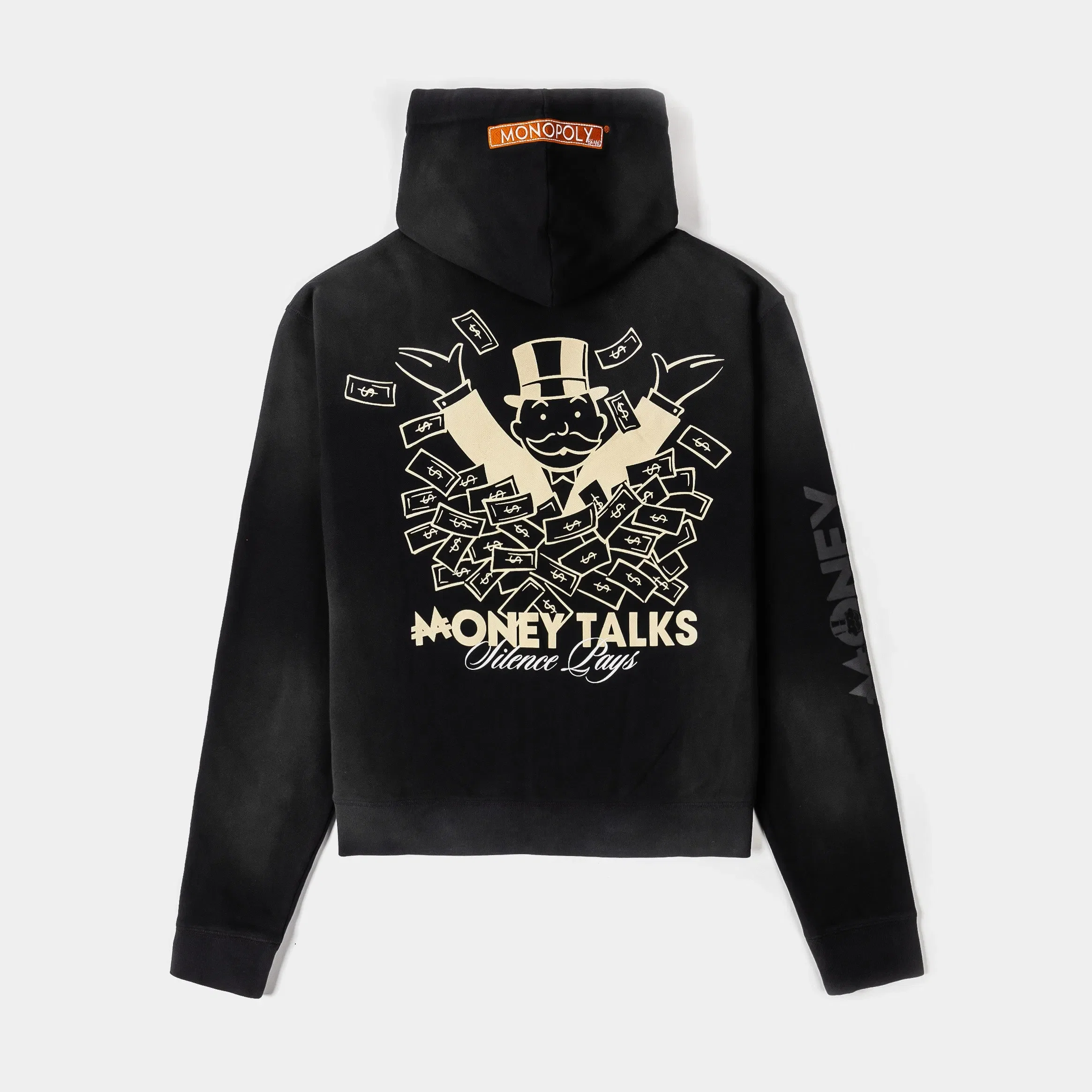 MONOPOLY X SP SP x Monopoly Money Talks Washed Full Zip Mens Hoodie (Black/Cream)