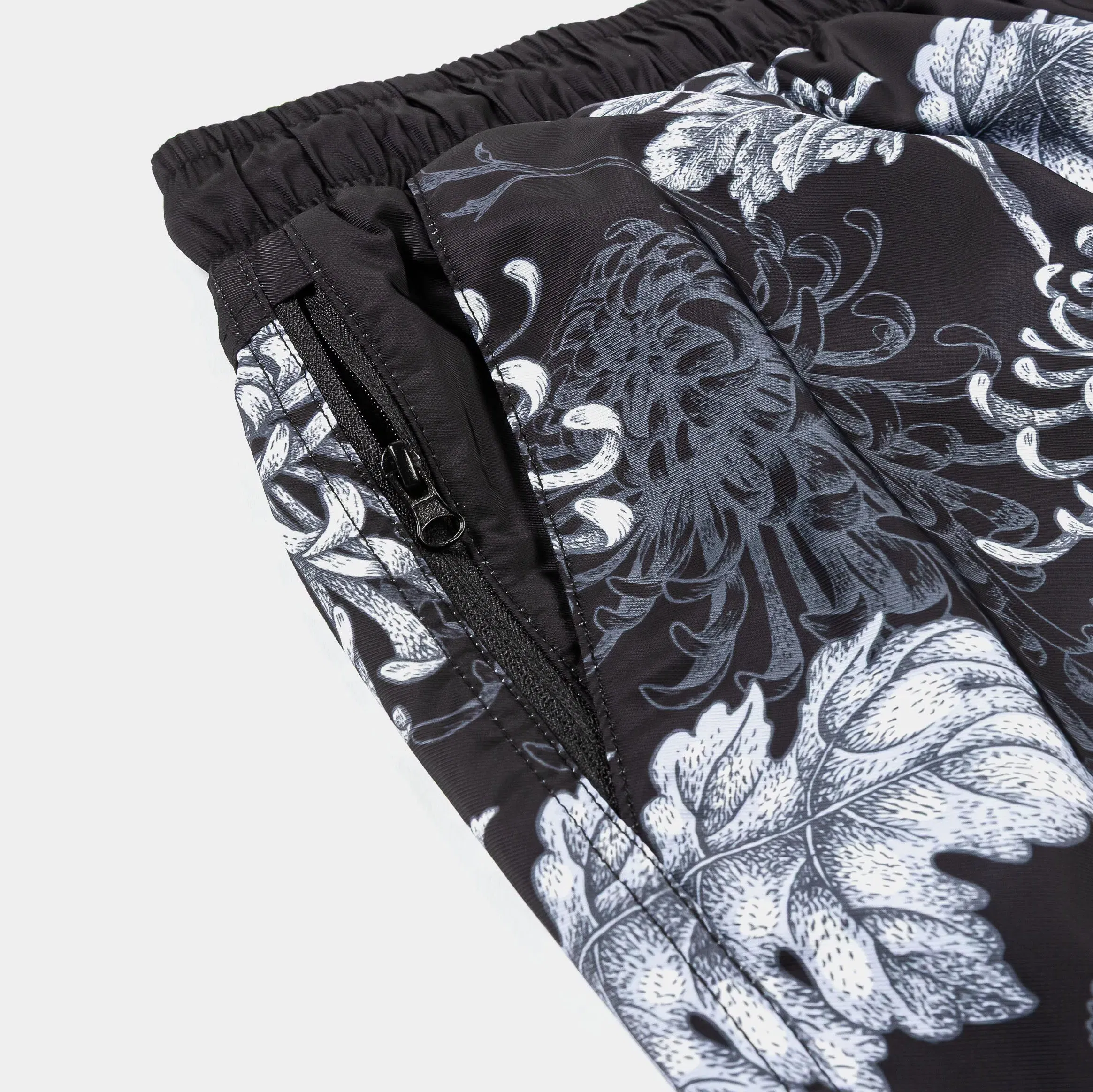 MAISON ARTICLE Floral Split Hybrid Mens Shorts (Black/Grey)