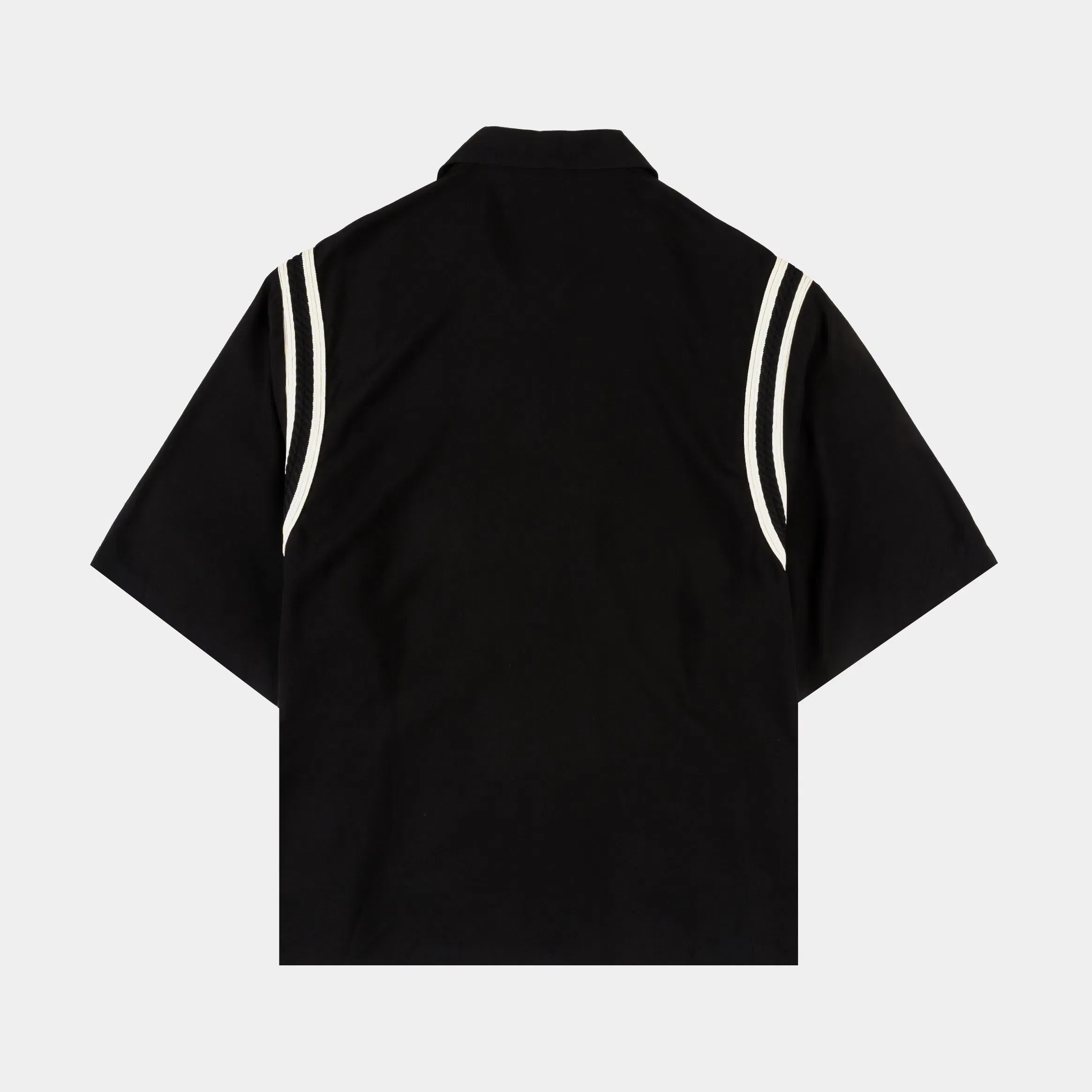 MAISON ARTICLE Varsity Button Up Mens Short Sleeve Shirt (Black/White)