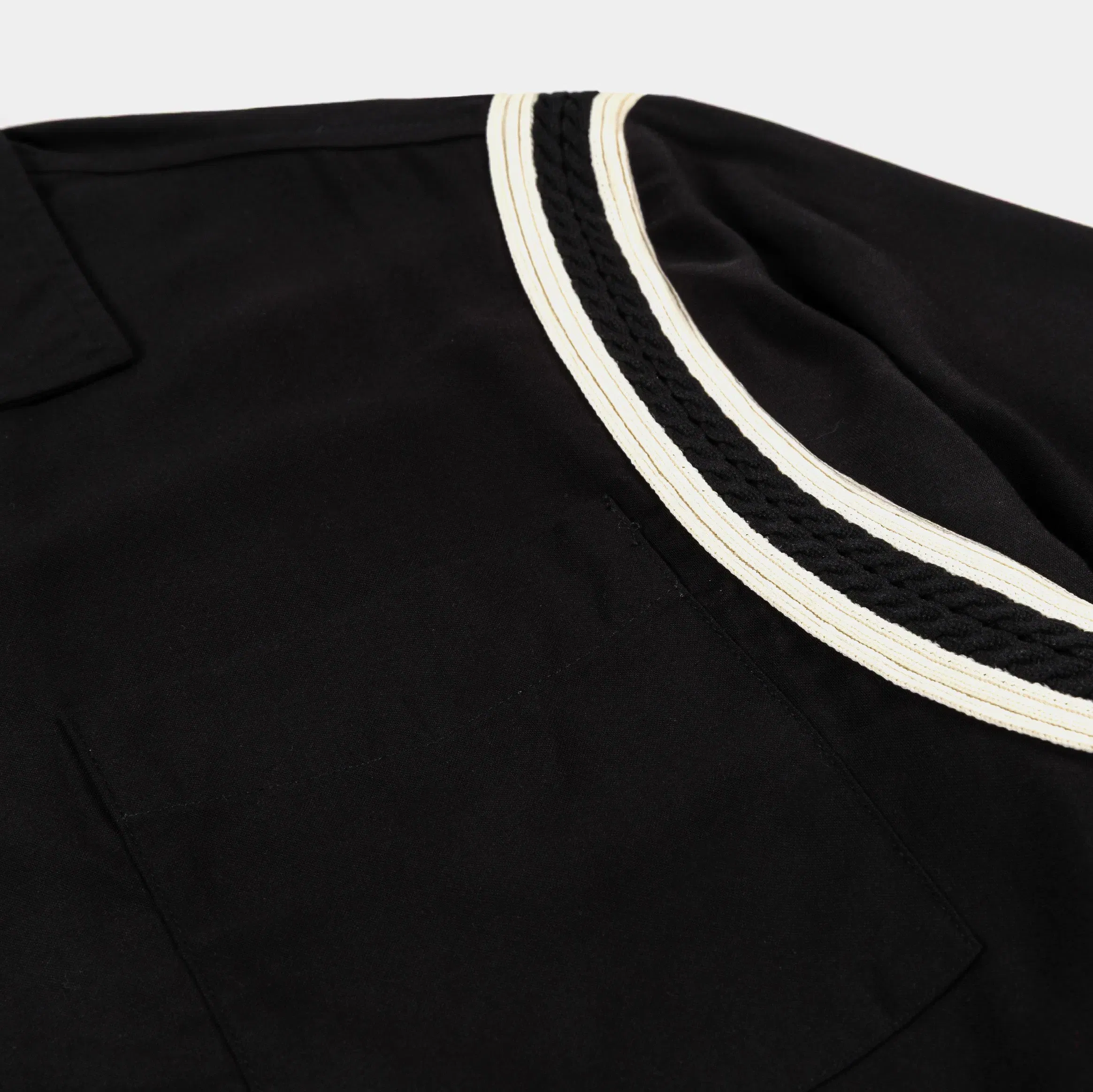 MAISON ARTICLE Varsity Button Up Mens Short Sleeve Shirt (Black/White)