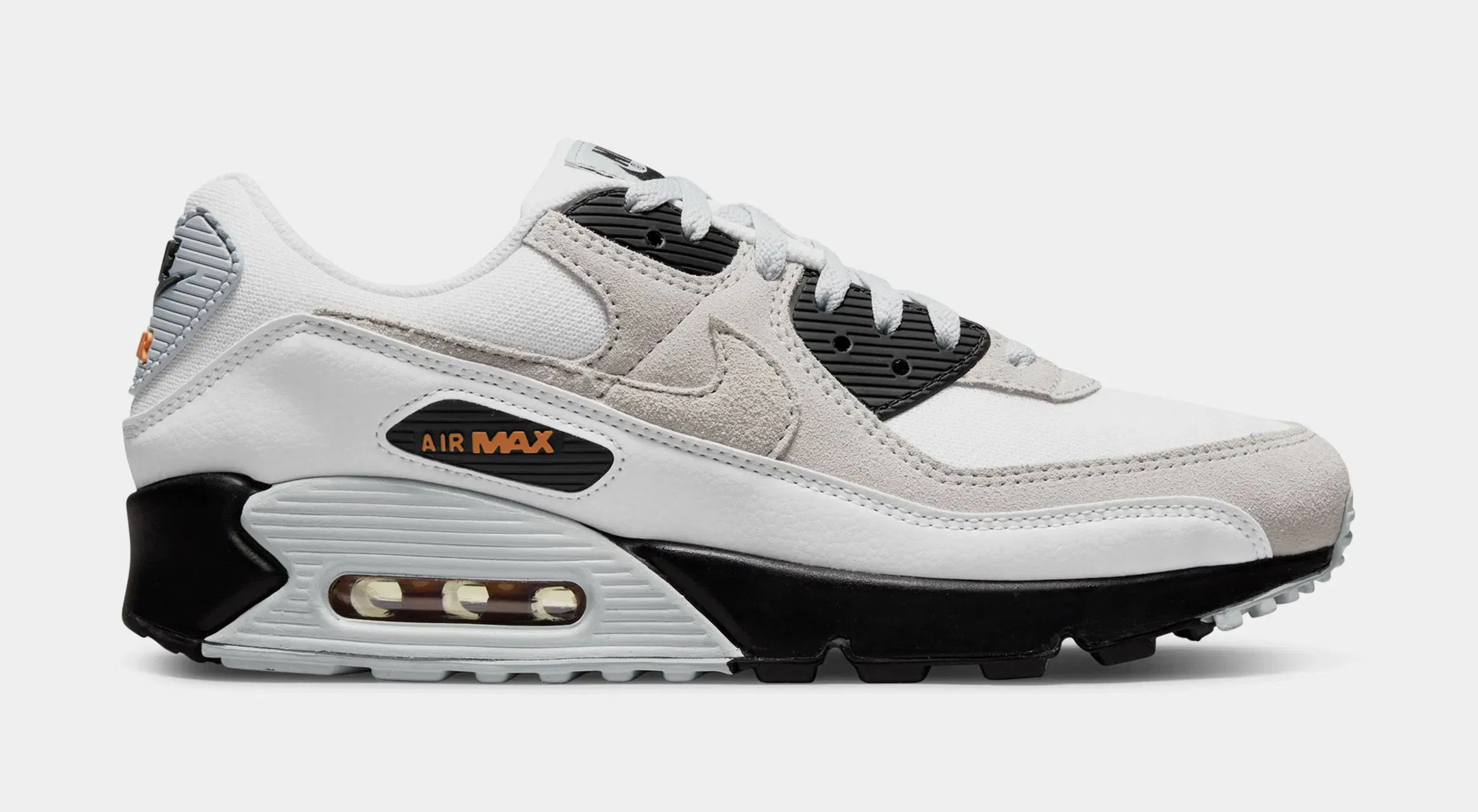Nike Air Max 90 White Black Hot Curry Mens Running Shoes (White/Black/Hot Curry/Pure Platinum)