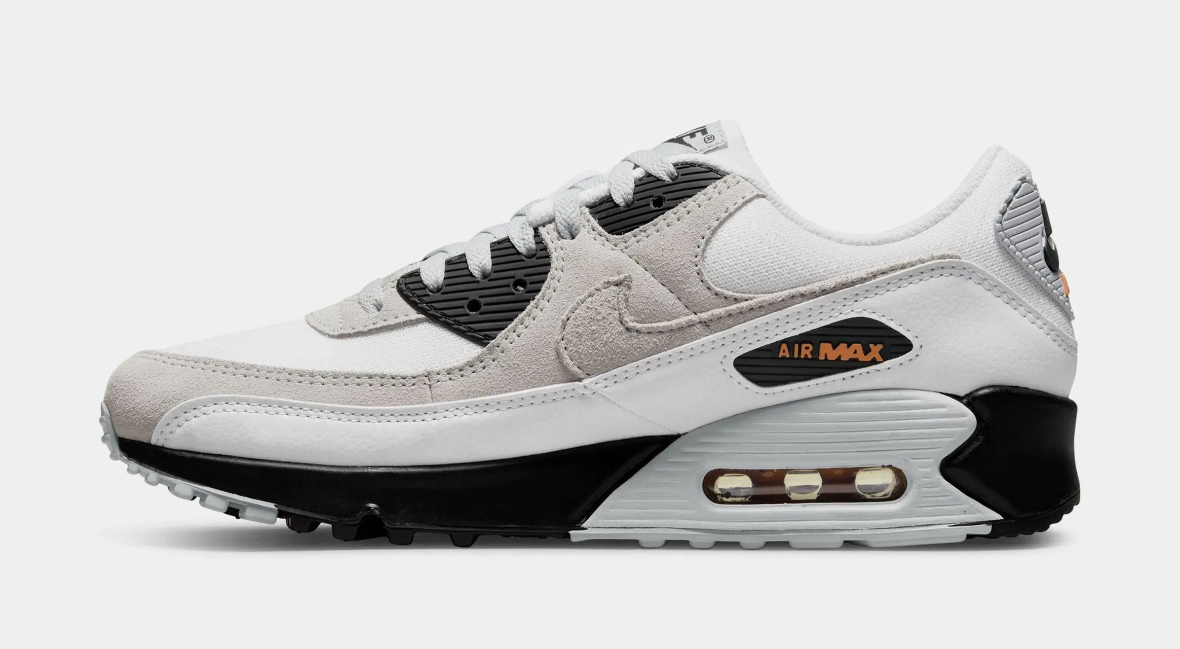 Nike Air Max 90 White Black Hot Curry Mens Running Shoes (White/Black/Hot Curry/Pure Platinum)