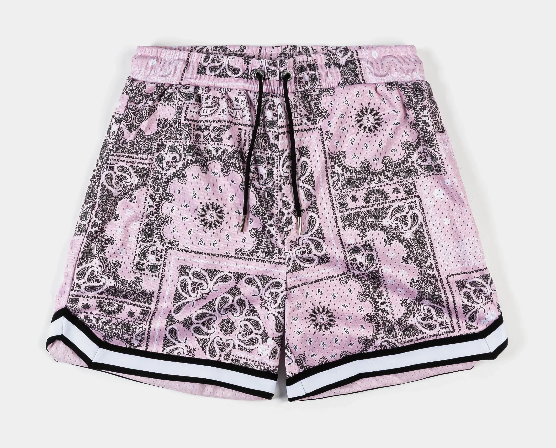 MAISON ARTICLE Paisley Mesh Striped Mens Shorts (Pink/White)