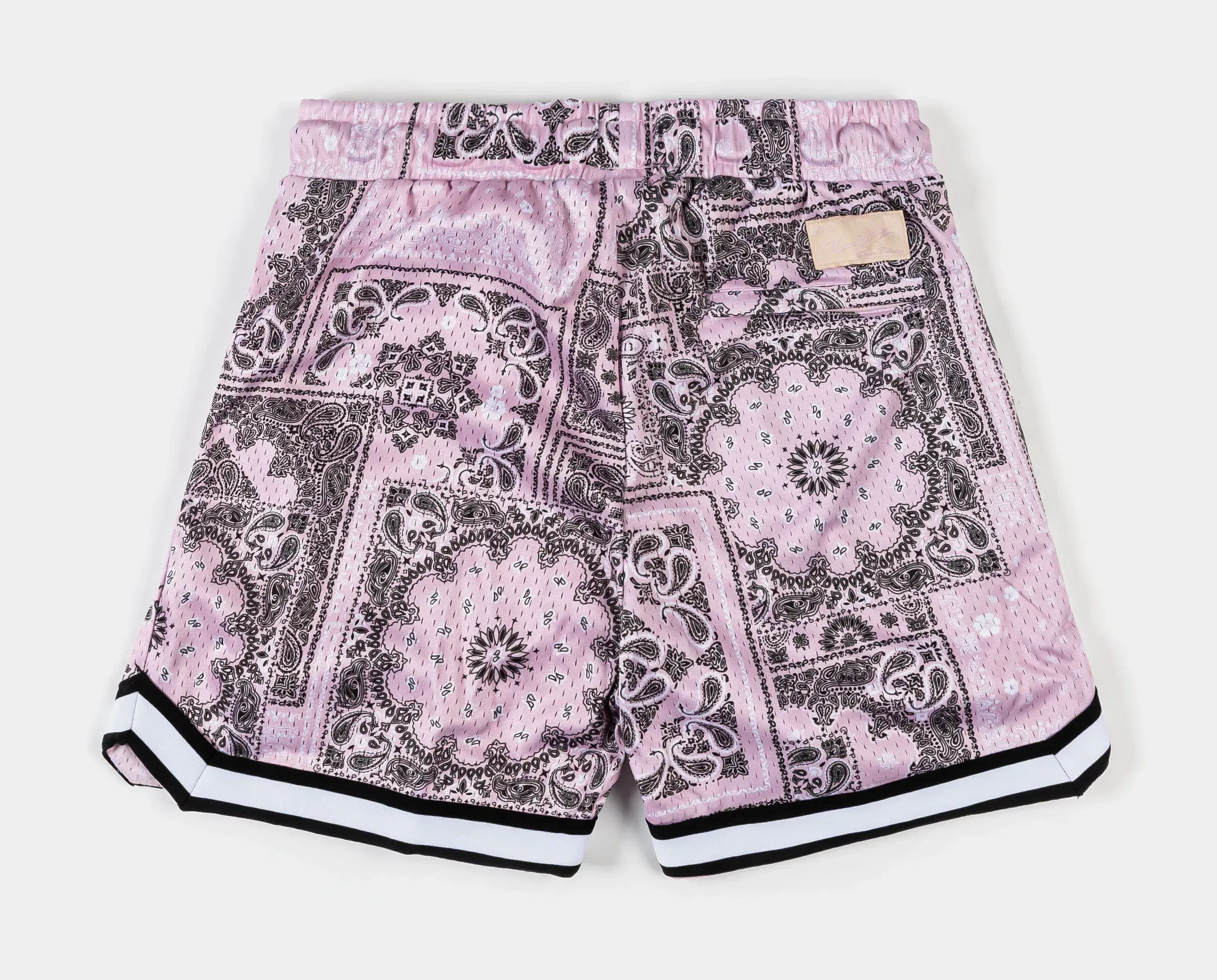 MAISON ARTICLE Paisley Mesh Striped Mens Shorts (Pink/White)