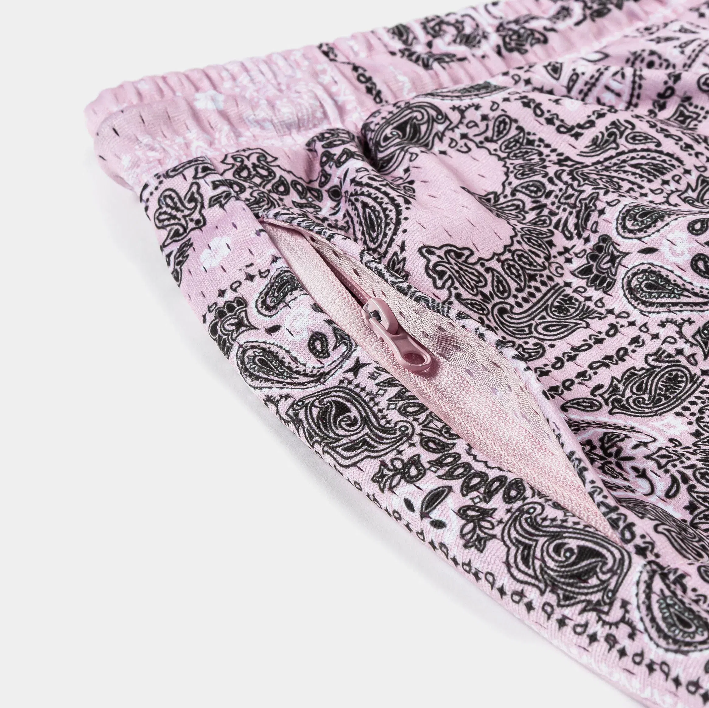 MAISON ARTICLE Paisley Mesh Striped Mens Shorts (Pink/White)
