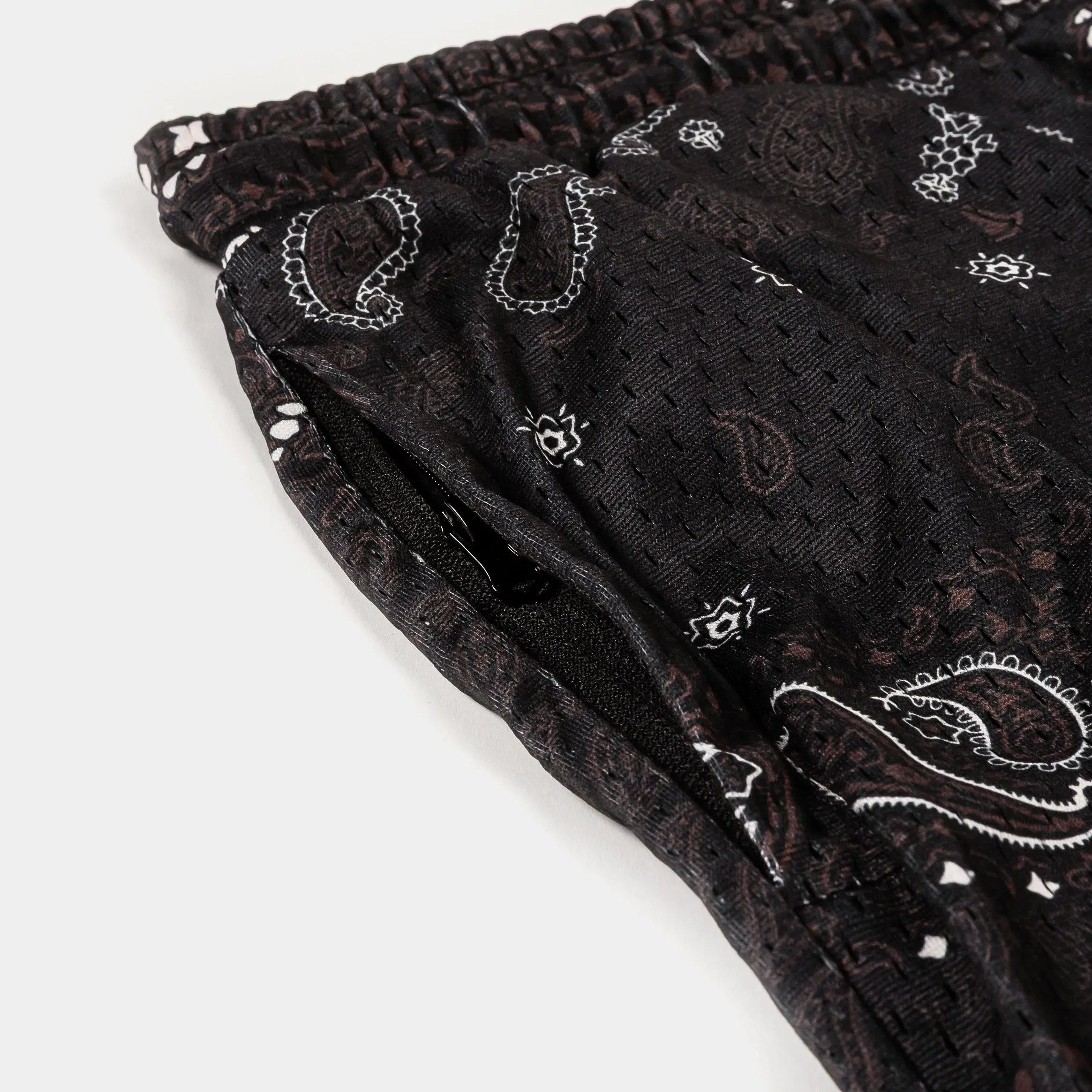MAISON ARTICLE Paisley Mesh Striped Mens Shorts (Brown/White)