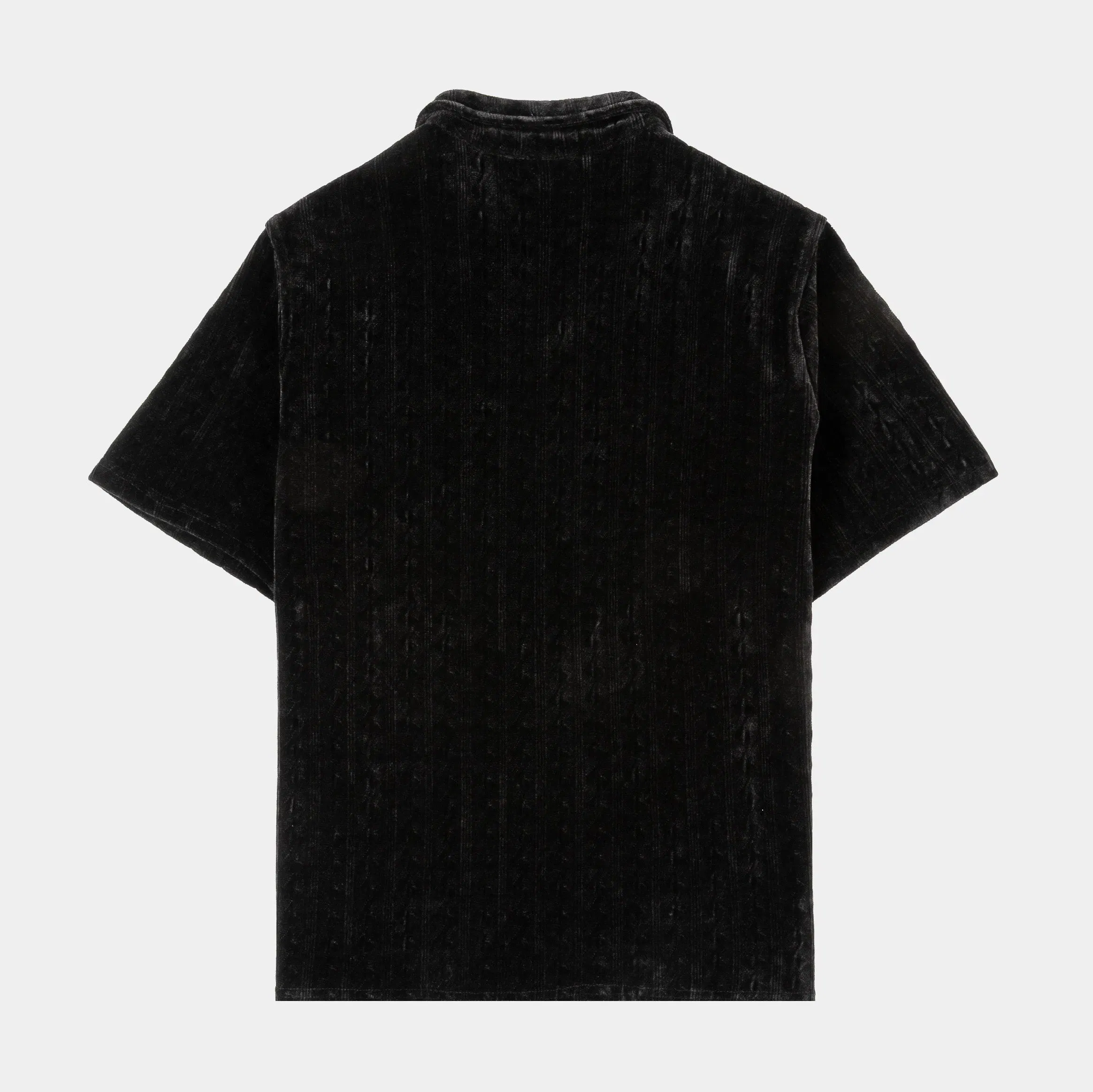 MAISON ARTICLE Chenille Button Up Mens Short Sleeve Shirt (Black)