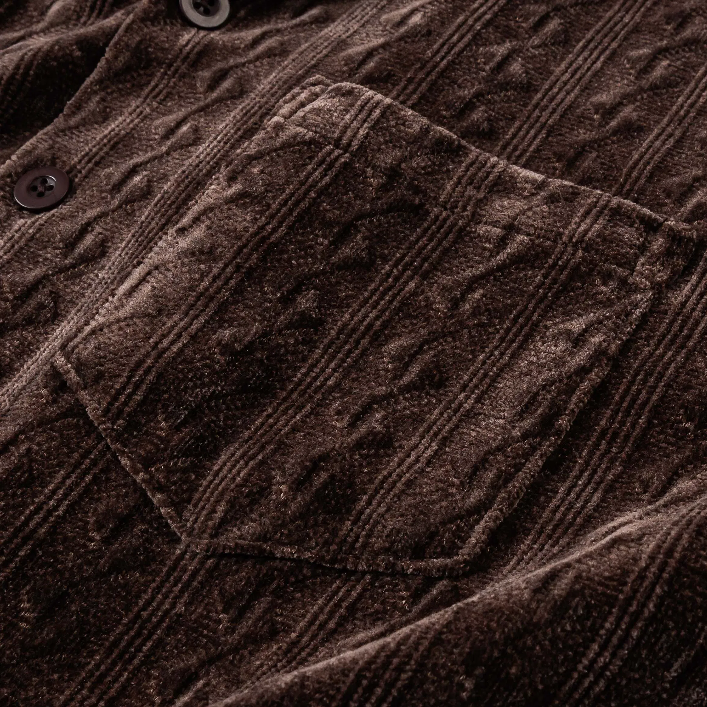 MAISON ARTICLE Chenille Button Up Mens Short Sleeve Shirt (Brown)