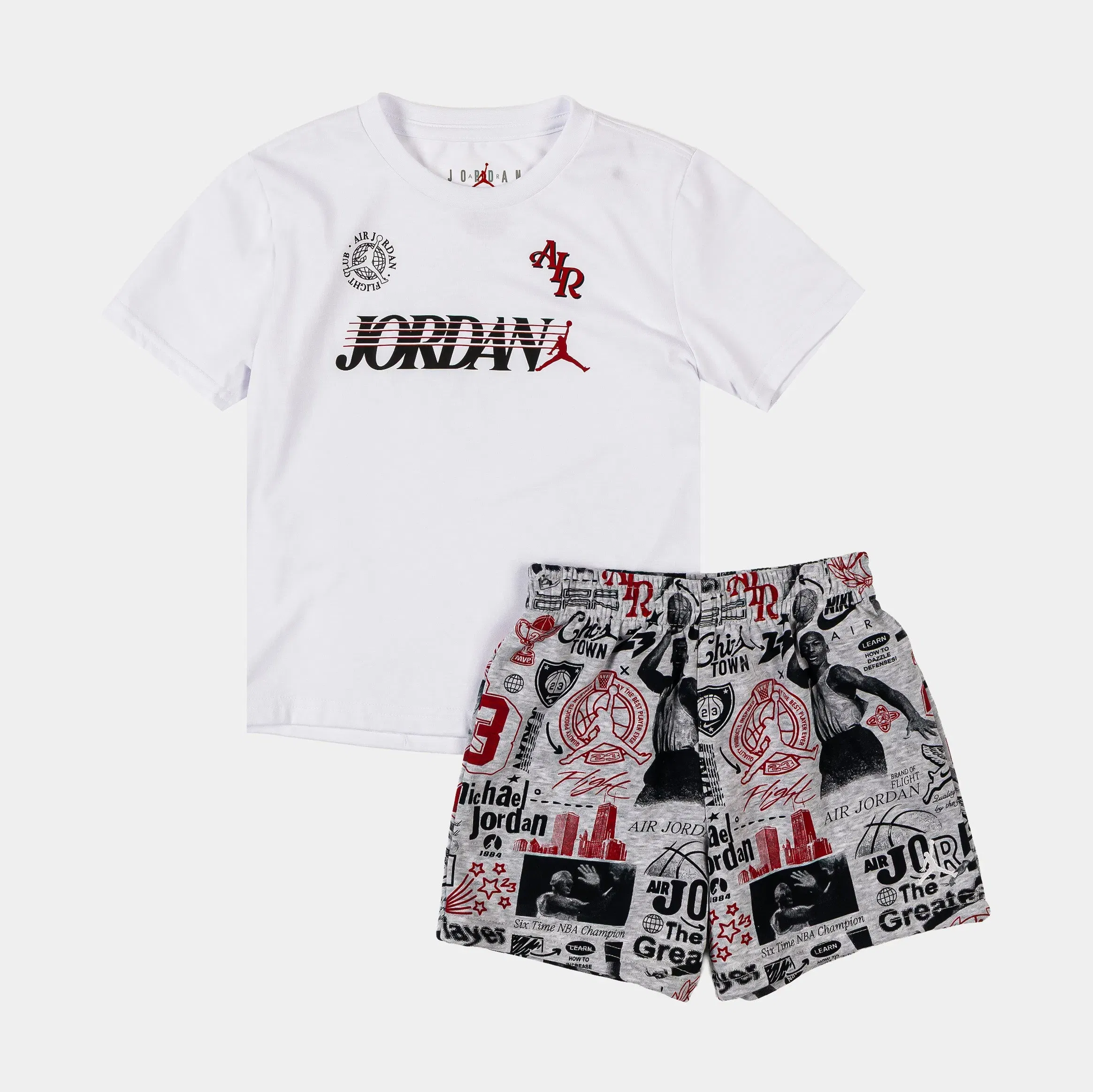 Air Jordan Sport Jersey and Mesh Shorts Infant Toddler Set (White/Grey)