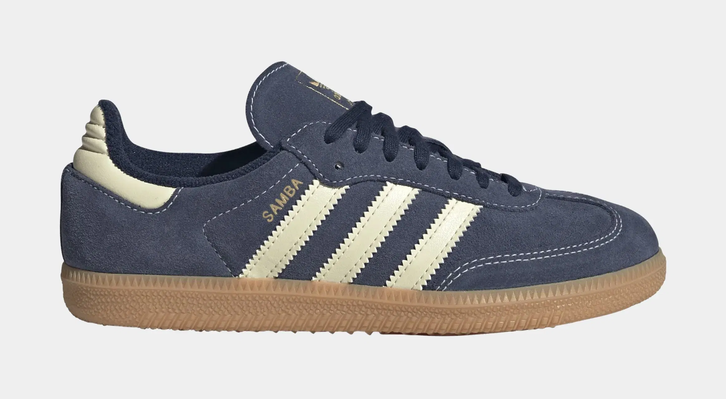 adidas Samba OG Grade School Lifestyle Shoes (Night Indigo/Warm Vanilla/Gum)