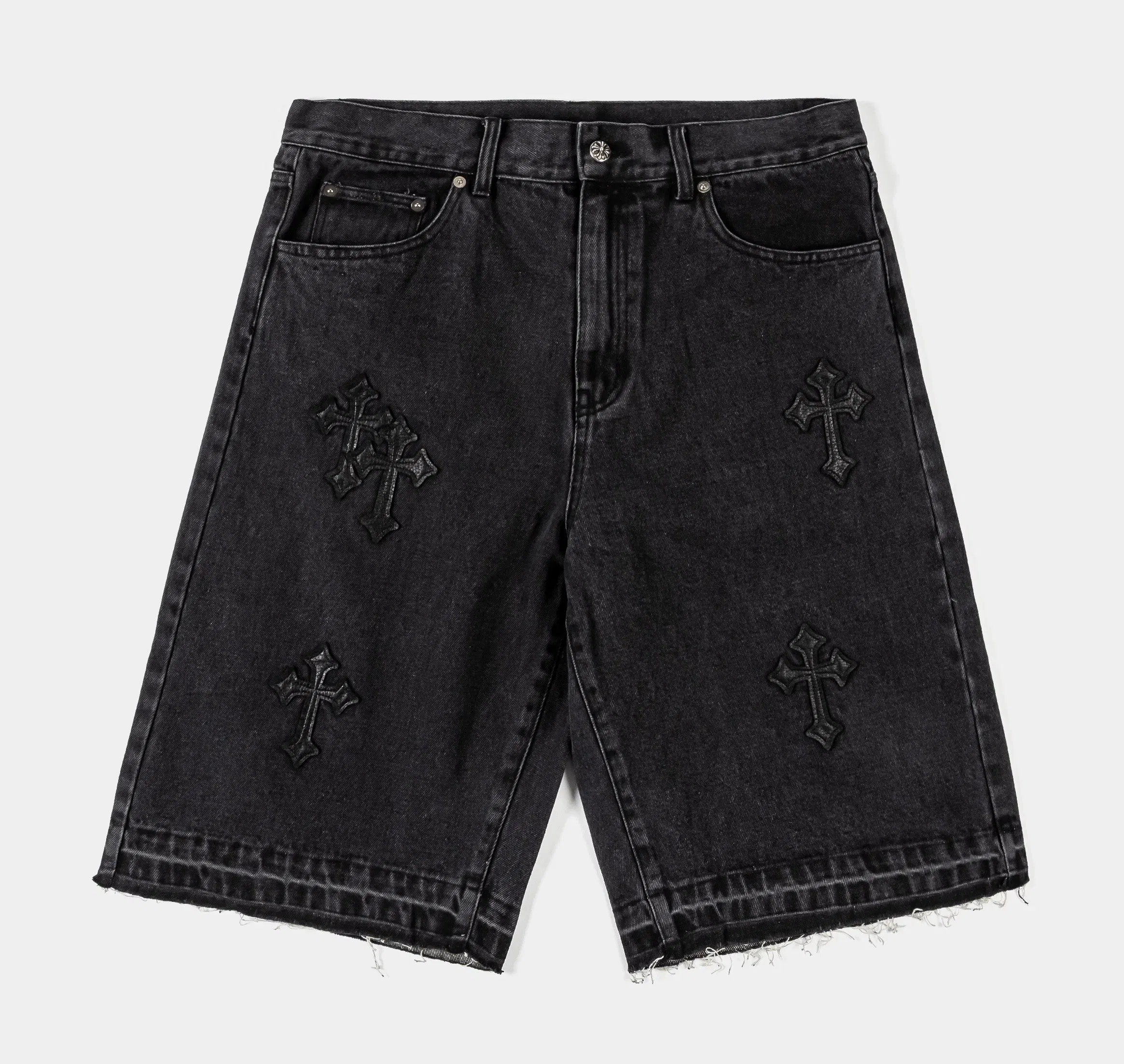 MAISON ARTICLE Cross Patch Denim Mens Shorts (Black)