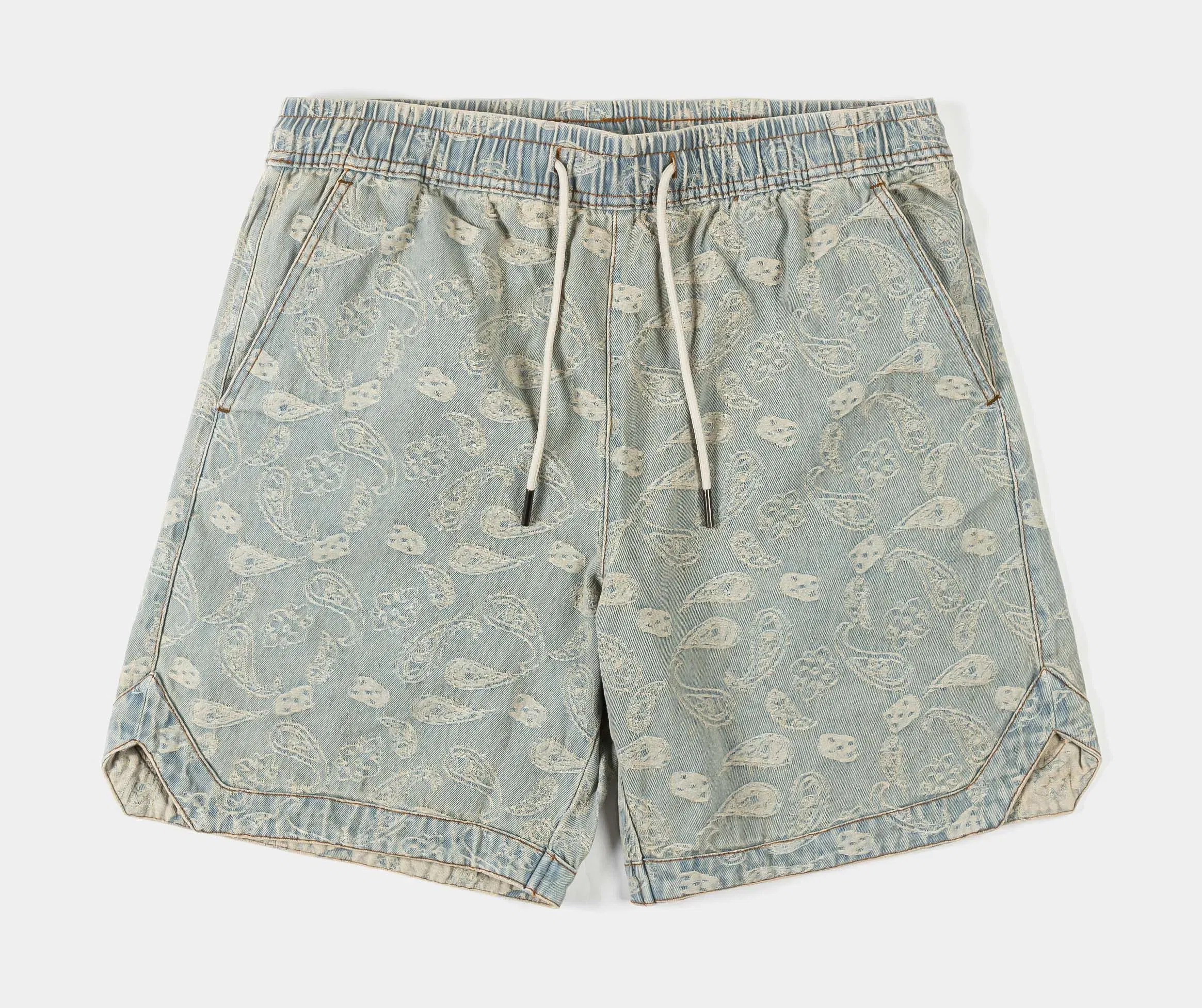 MAISON ARTICLE Paisley Denim Mens Shorts (Blue/White)
