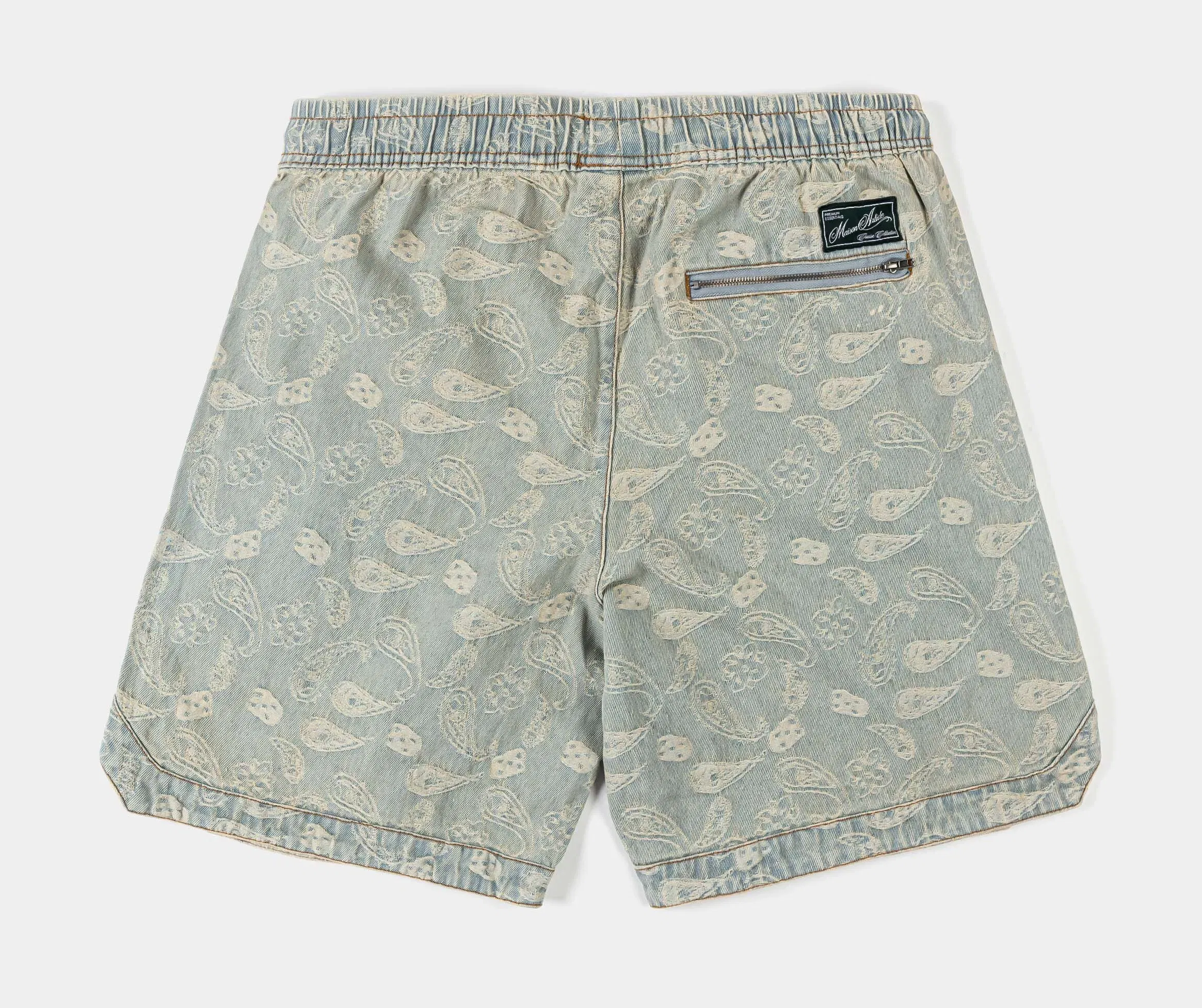 MAISON ARTICLE Paisley Denim Mens Shorts (Blue/White)