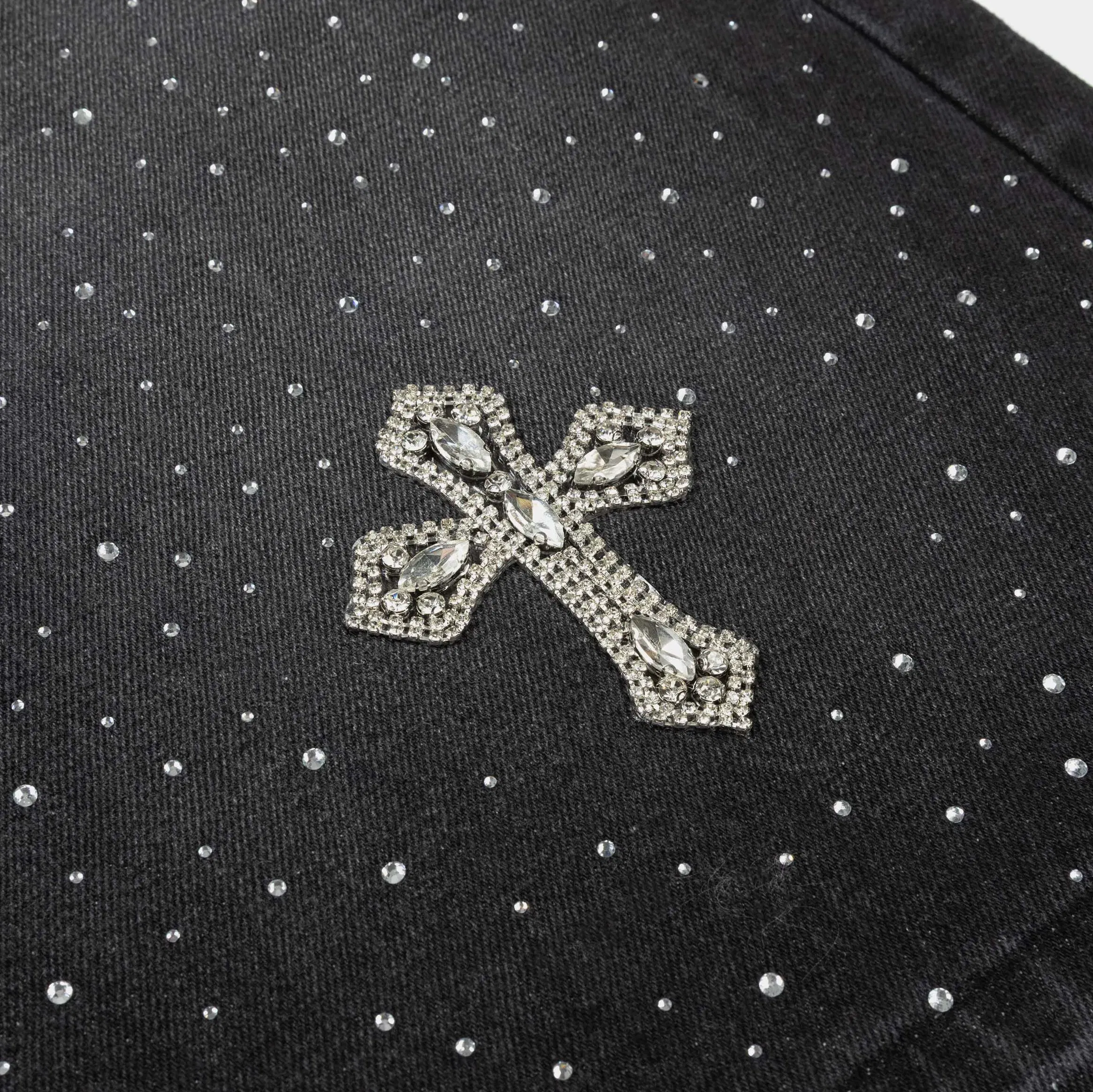 MAISON ARTICLE Bling Crosses Denim Mens Shorts (Black)