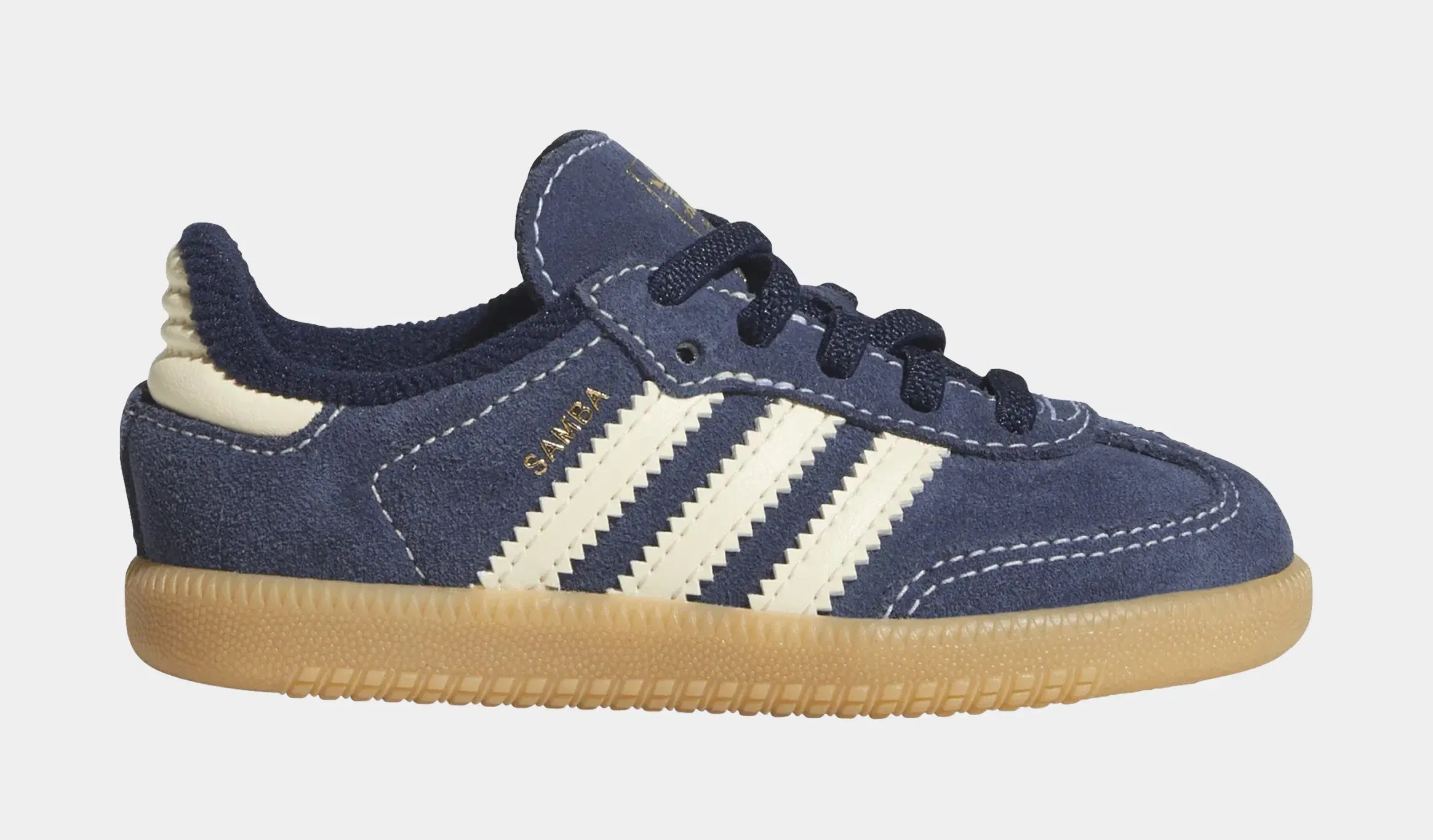 adidas Samba OG Elastic Lace Preschool Lifestyle Shoes (Night Indigo/Warm Vanilla/Gum)