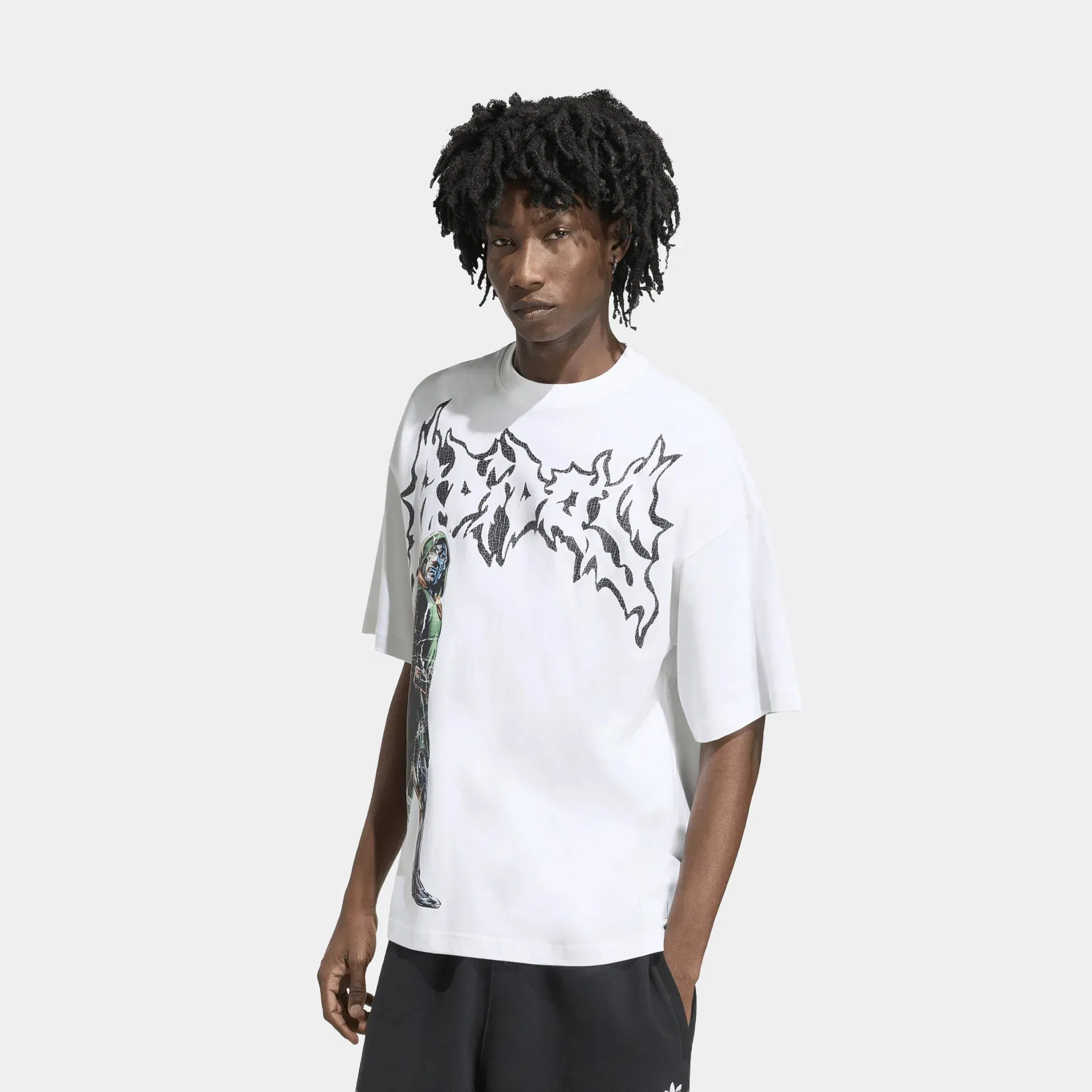 adidas Marvel Doom Graphic Mens Short Sleeve Shirt (White)