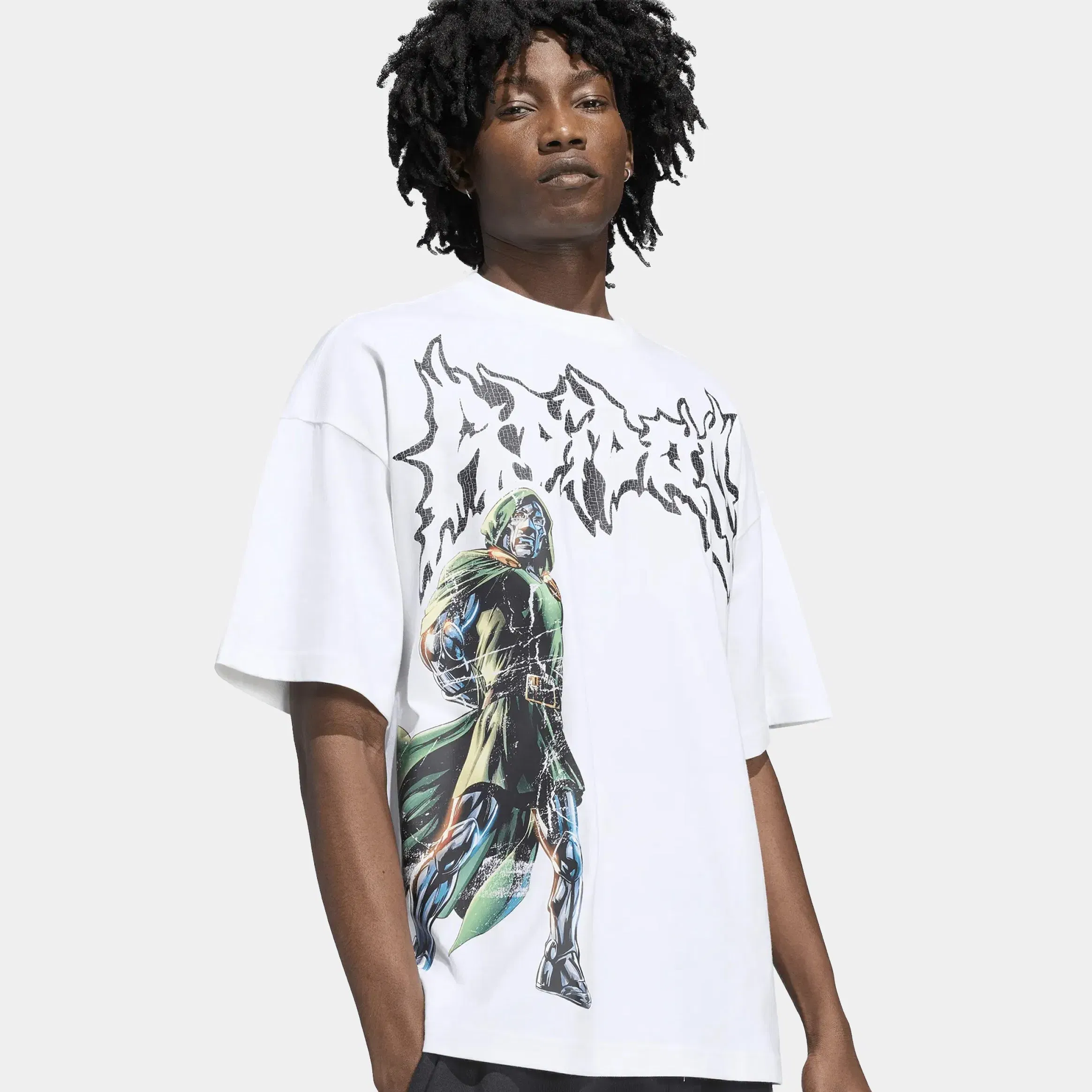 adidas Marvel Doom Graphic Mens Short Sleeve Shirt (White)