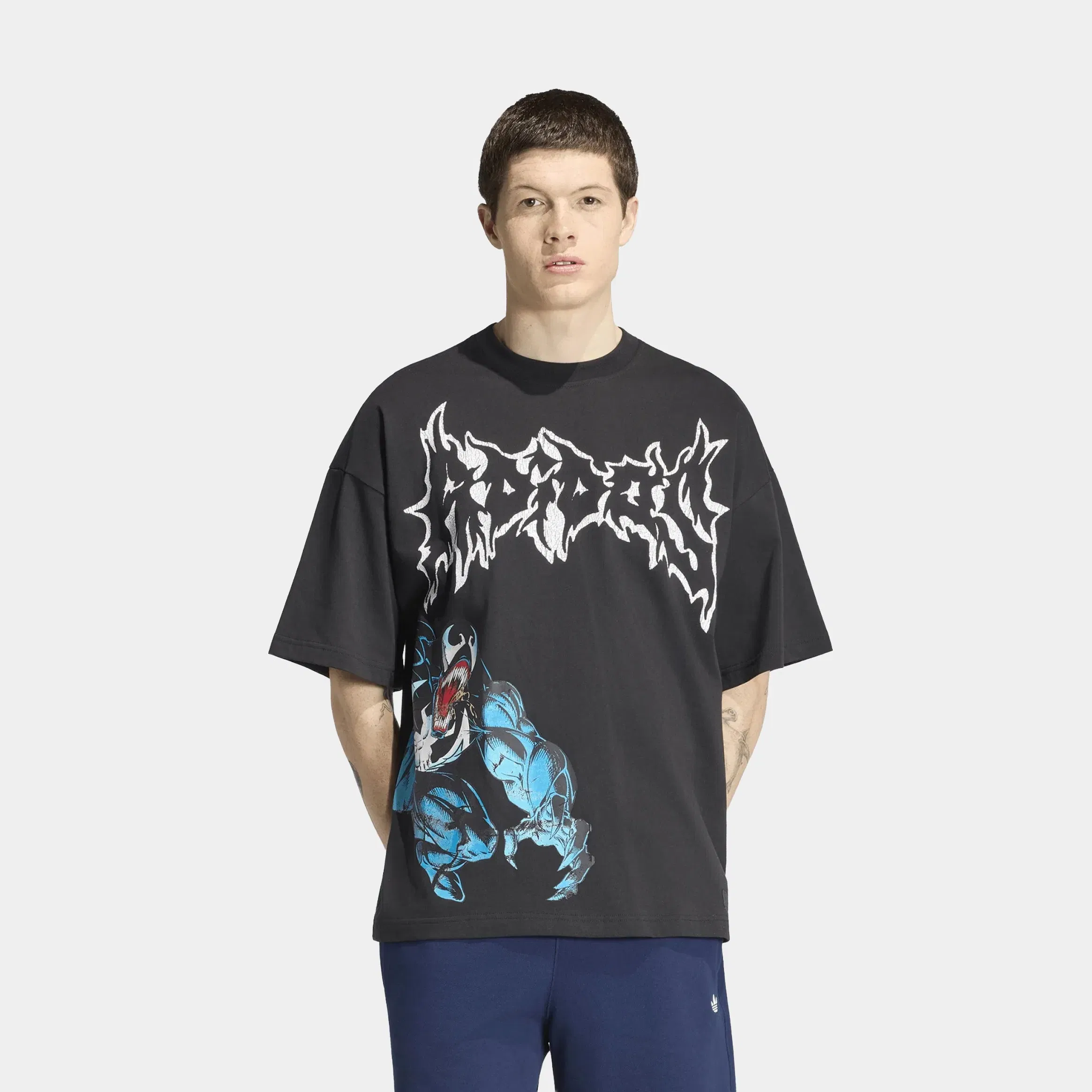 adidas Marvel Venom Graphic Mens Short Sleeve Shirt (Black/Blue)
