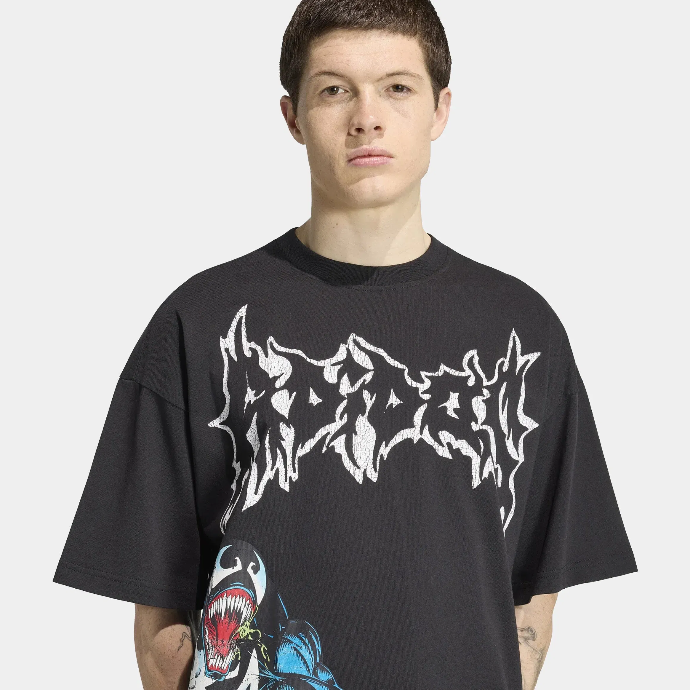 adidas Marvel Venom Graphic Mens Short Sleeve Shirt (Black/Blue)