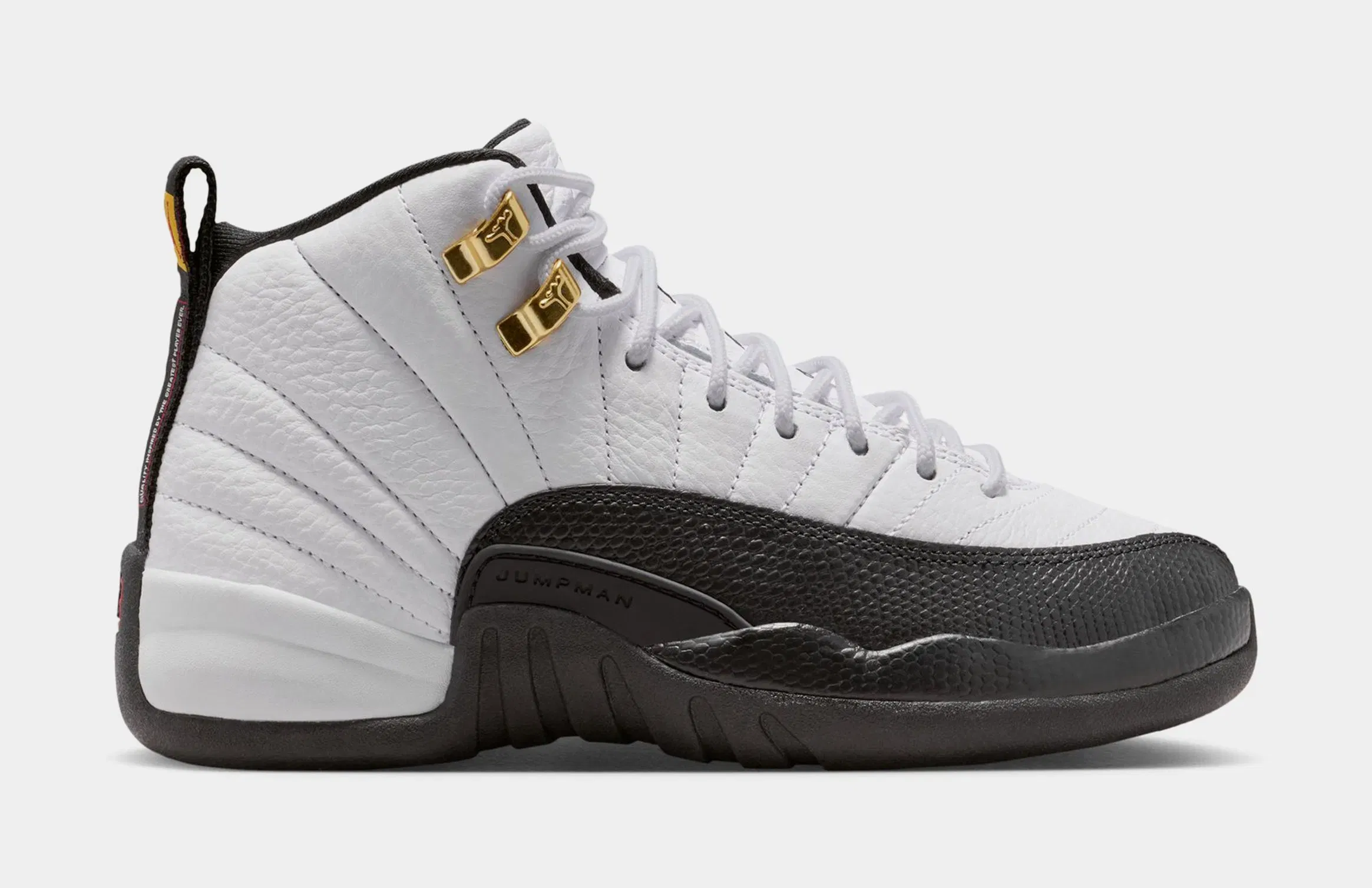 Air Jordan 12 Retro Taxi Grade School Lifestyle Shoes (White/Black Taxi)