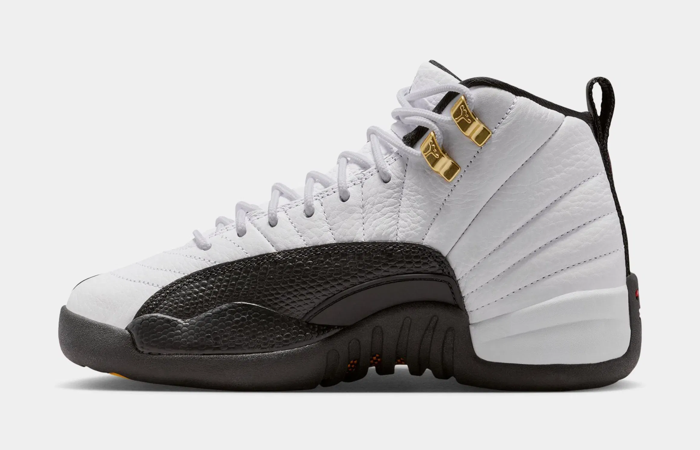 Air Jordan 12 Retro Taxi Grade School Lifestyle Shoes (White/Black Taxi)