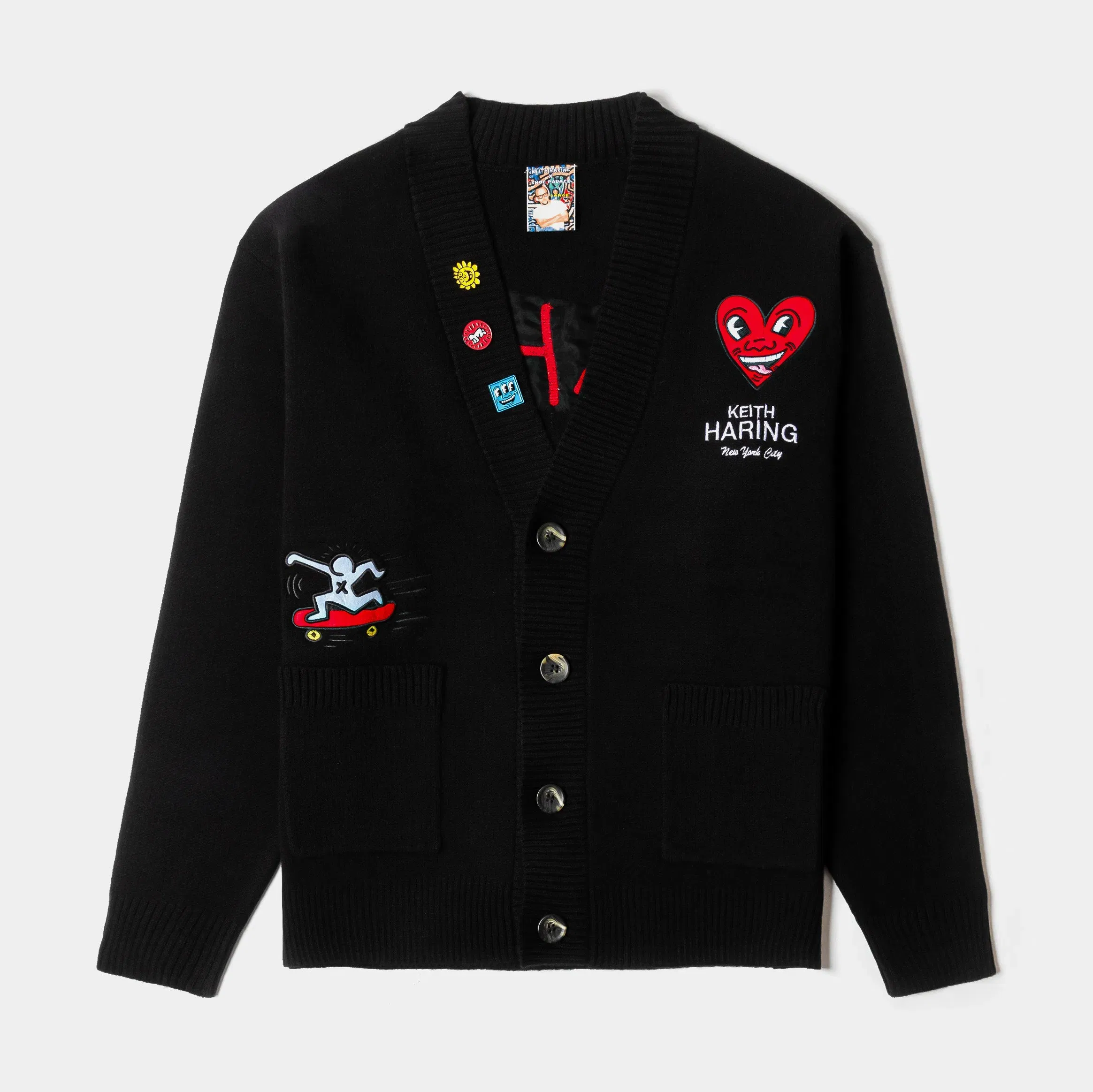 KEITH HARING X SP SP x Keith Haring Artwork Mens Cardigan (Black/Red)
