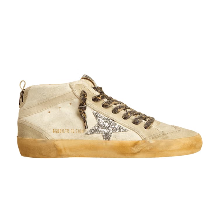Golden Goose Wmns Mid Star 'Leopard Laces Silver Glitter'