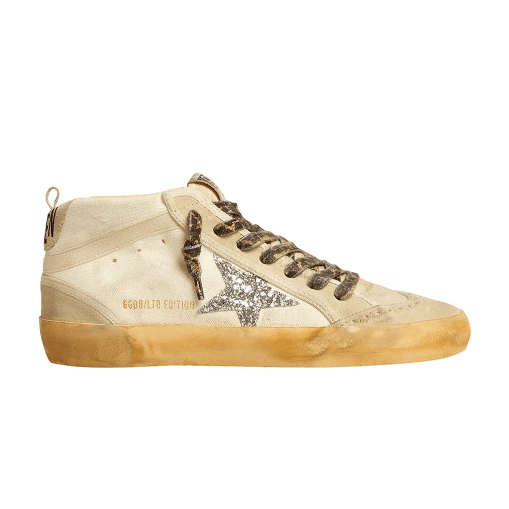Golden Goose Wmns Mid Star 'Leopard Laces Silver Glitter'
