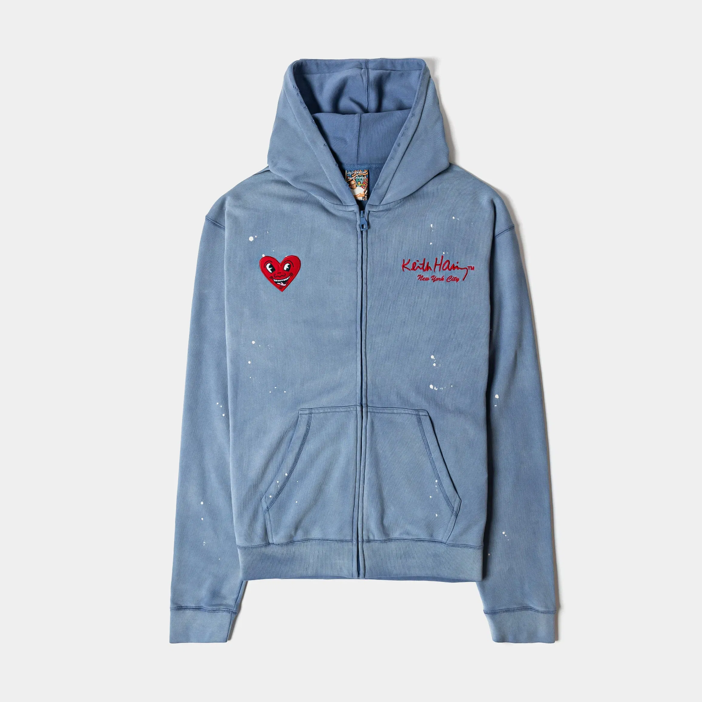 KEITH HARING X SP SP x Keith Haring Paint Splatter Full Zip Mens Hoodie (Blue/Red)