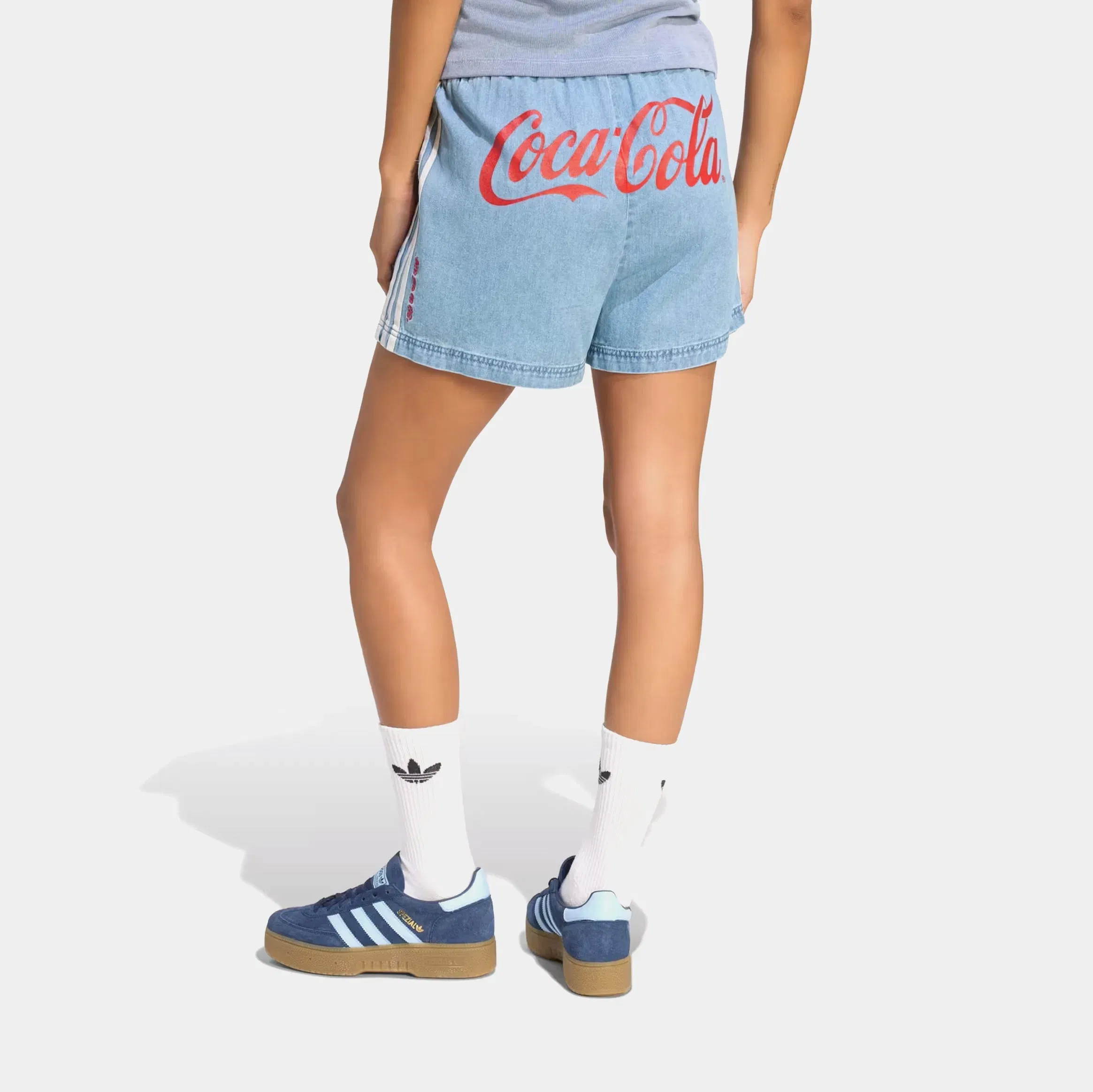 adidas Coca Cola Denim Womens Shorts (Light Blue)