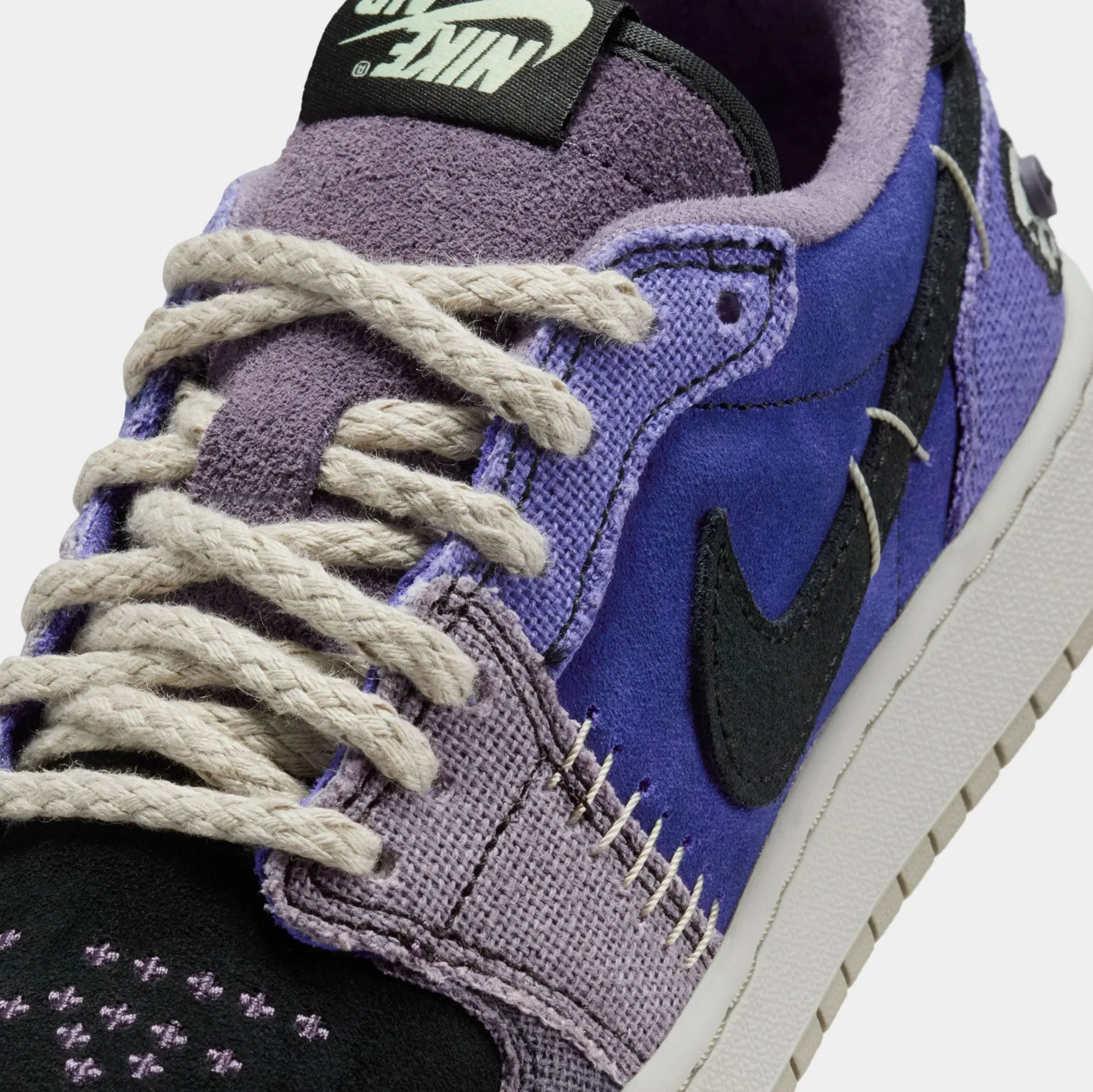 Air Jordan 1 Retro Low OG Regency Purple and Dark Raisin Grade School Lifestyle Shoes (Regency Purple/Vapor Green/Black)