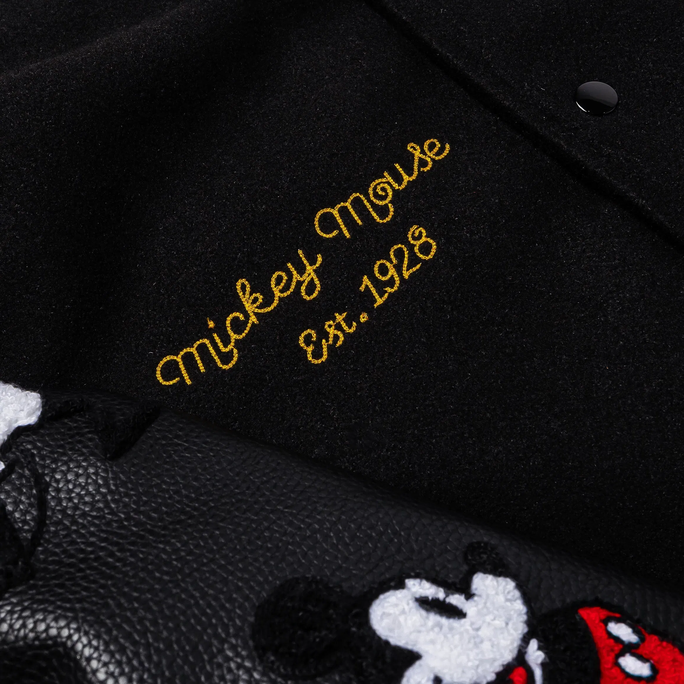 MICKEY X SP Disney Mickey and Friends By Shoe Palace Mickey Icon Varsity Mens Jacket (Black/Red)
