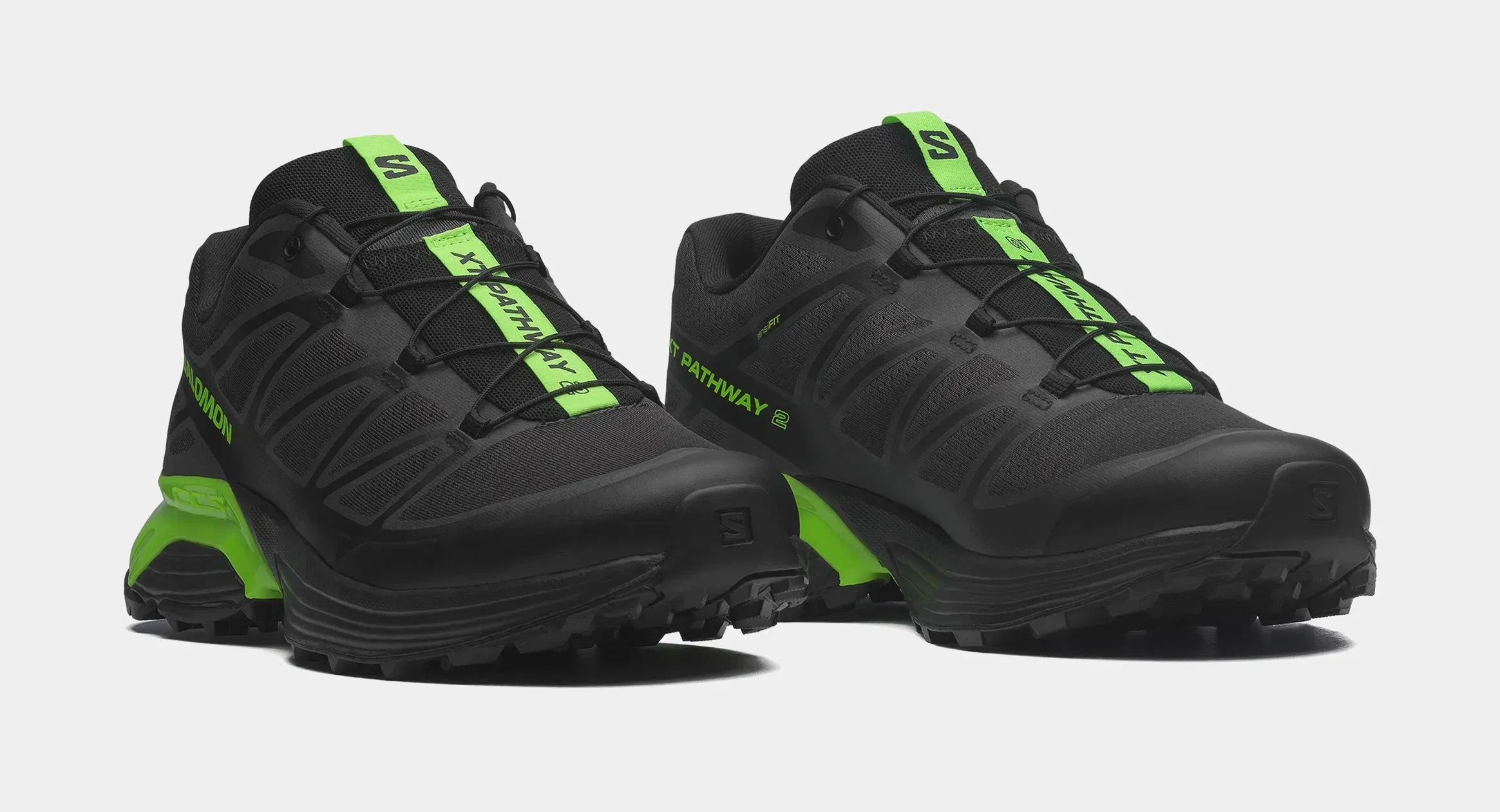 Salomon XT Pathway 2 Mens Running Shoes (Asphalt/Black/Green Gecko)