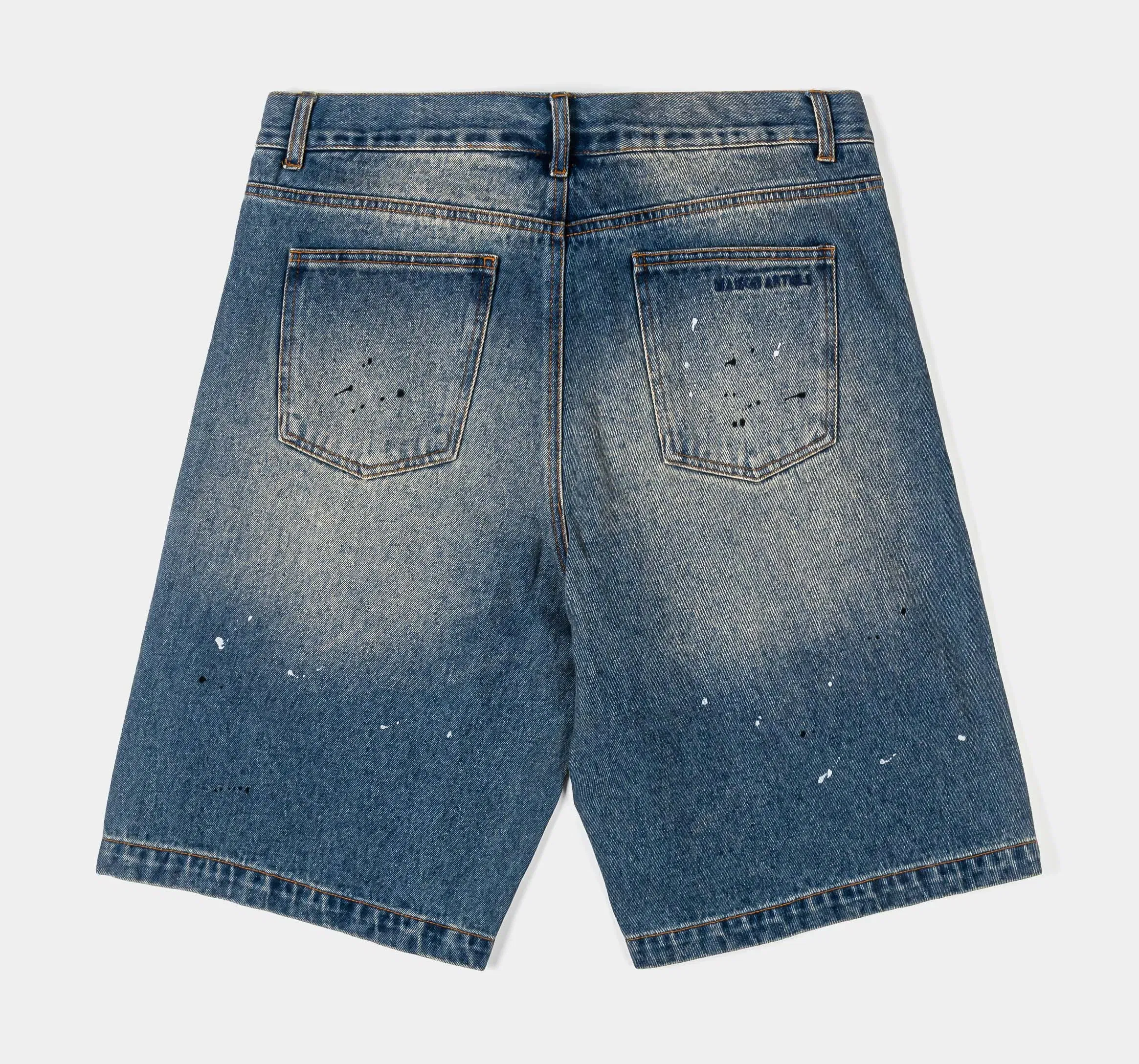 MAISON ARTICLE Paint Denim Washed Mens Shorts (Blue)