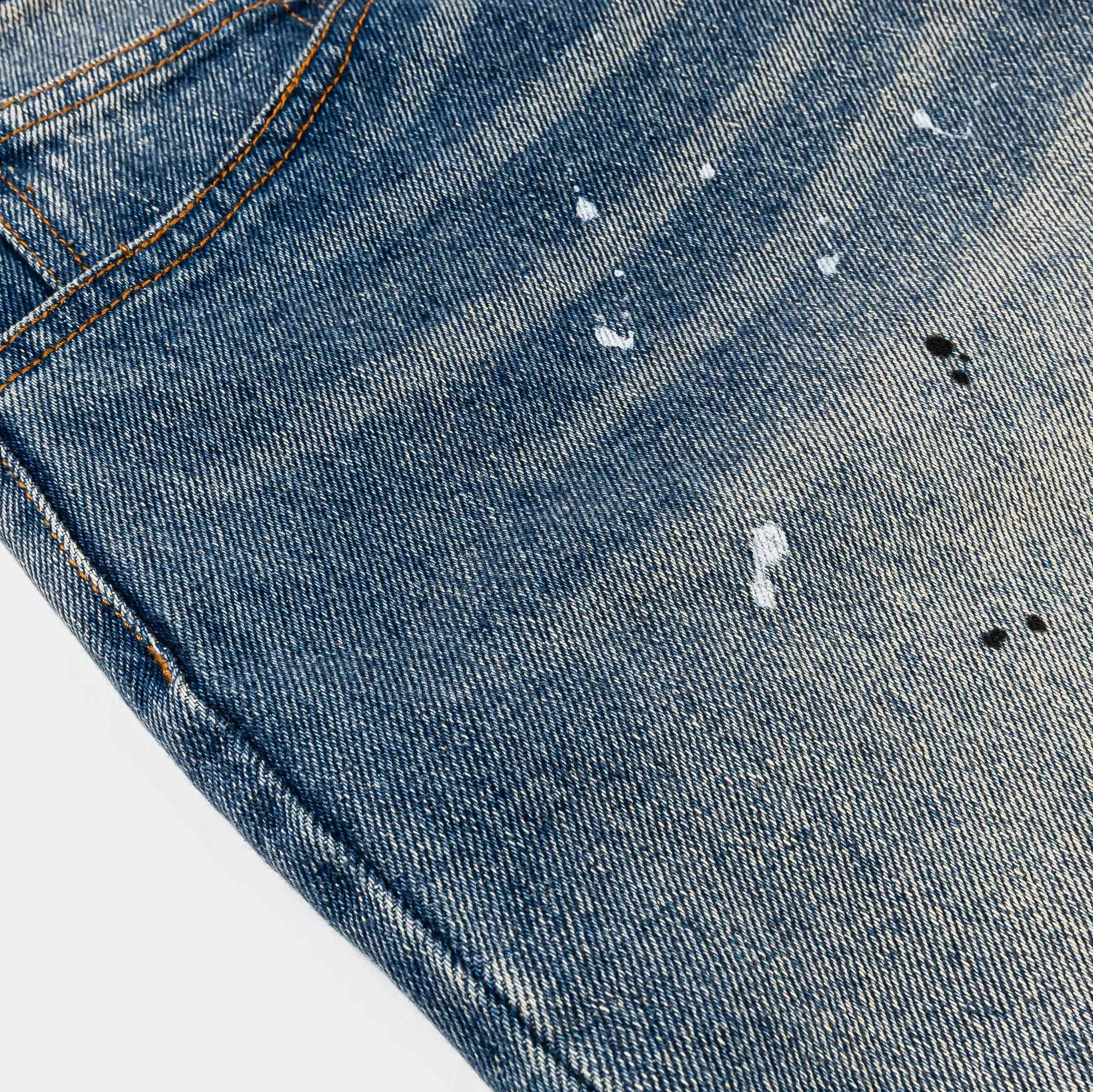 MAISON ARTICLE Paint Denim Washed Mens Shorts (Blue)