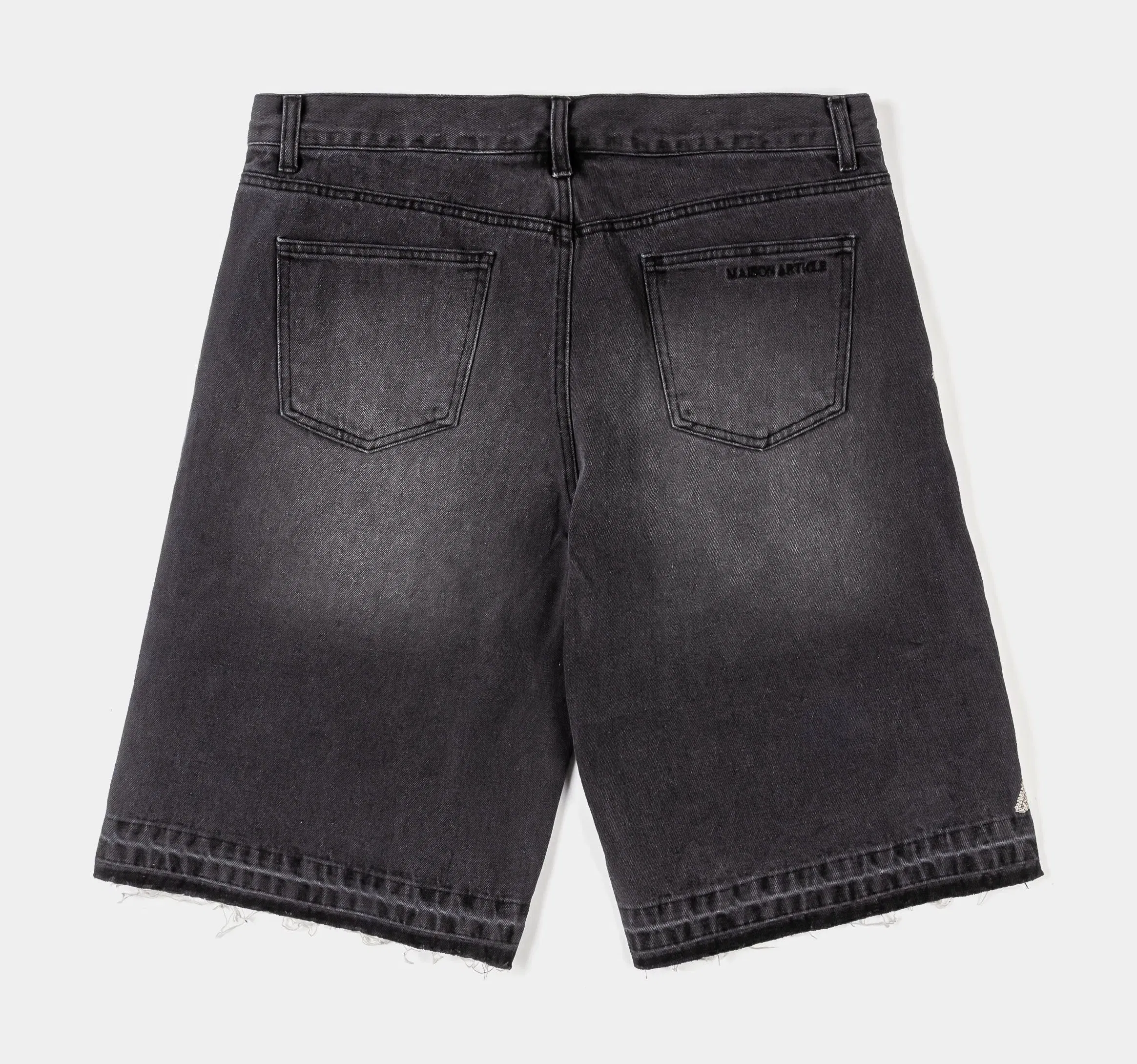 MAISON ARTICLE Bones Denim Washed Mens Shorts (Black/Cream)