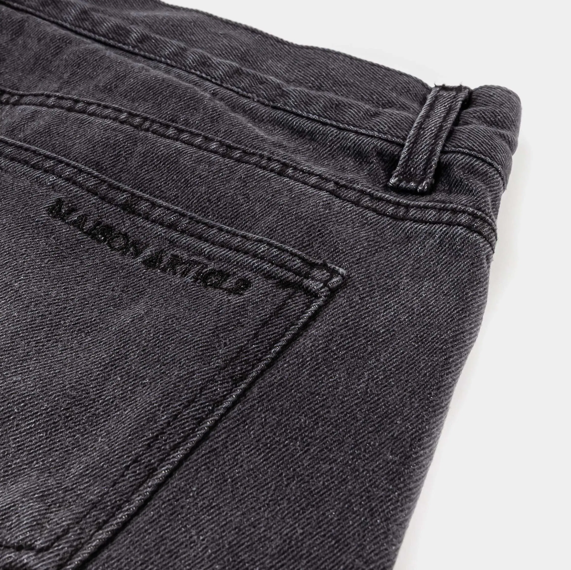 MAISON ARTICLE Bones Denim Washed Mens Shorts (Black/Cream)