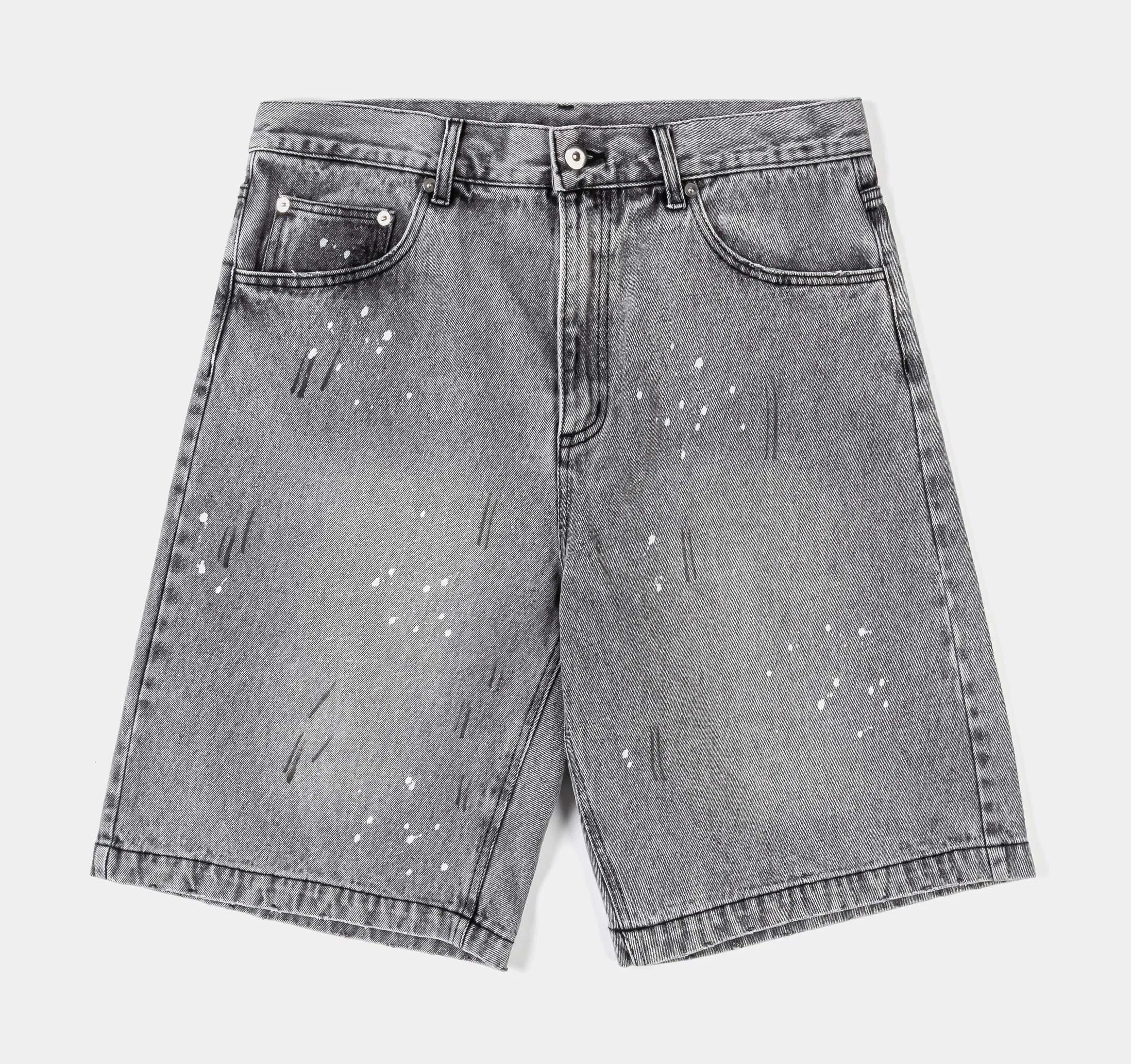 MAISON ARTICLE Paint Denim Washed Mens Shorts (Black/Gray)