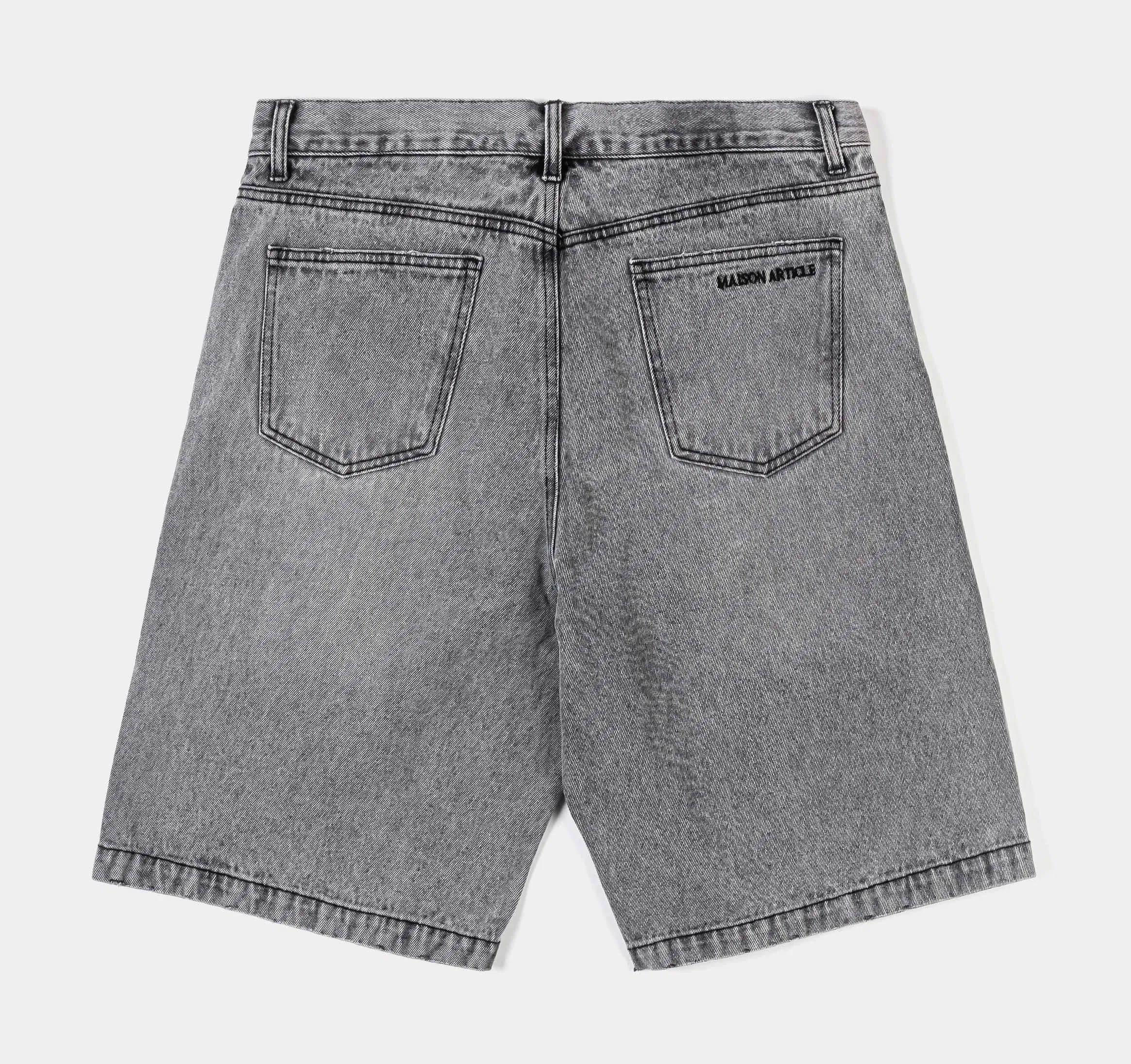 MAISON ARTICLE Paint Denim Washed Mens Shorts (Black/Gray)