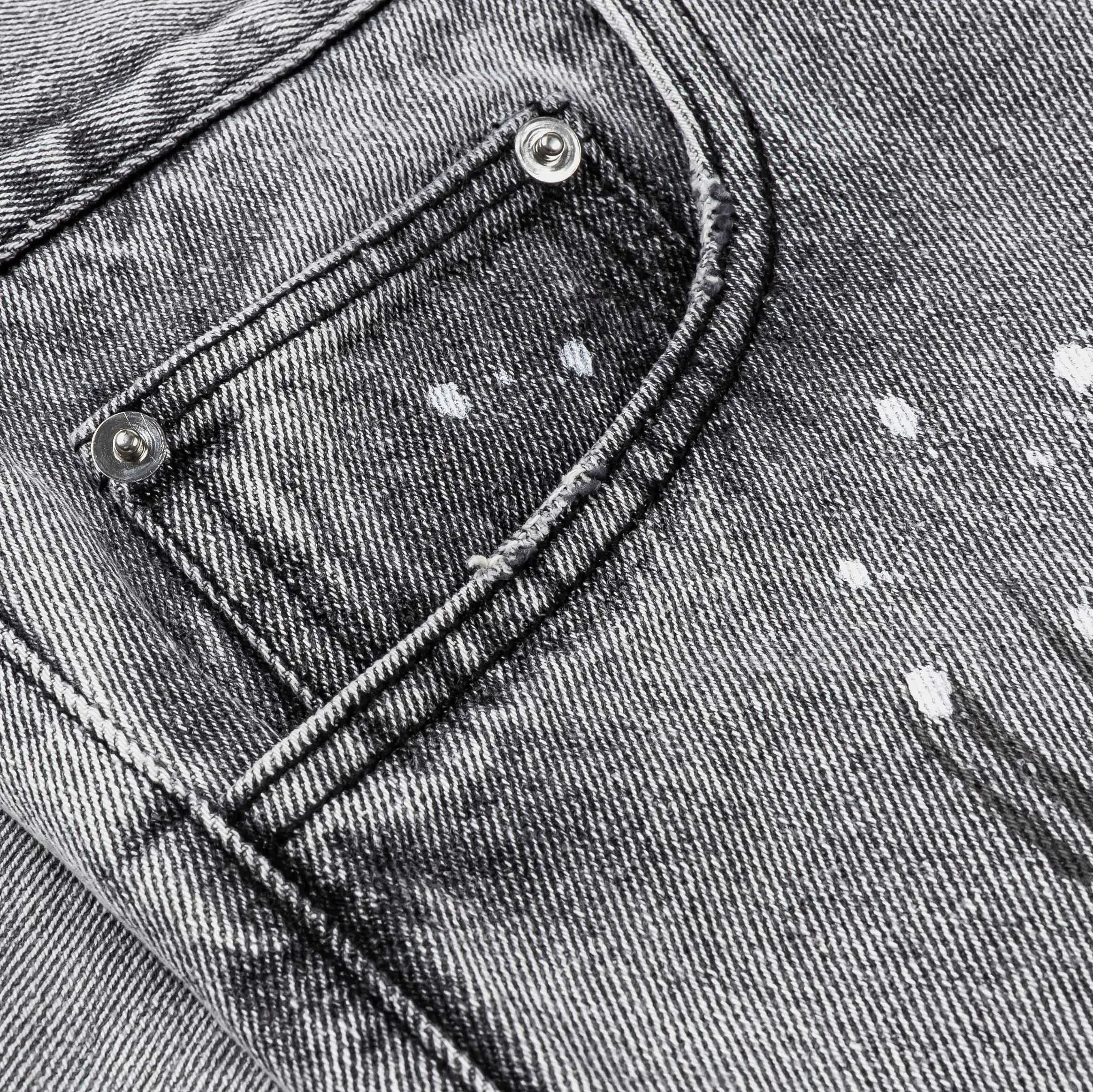 MAISON ARTICLE Paint Denim Washed Mens Shorts (Black/Gray)