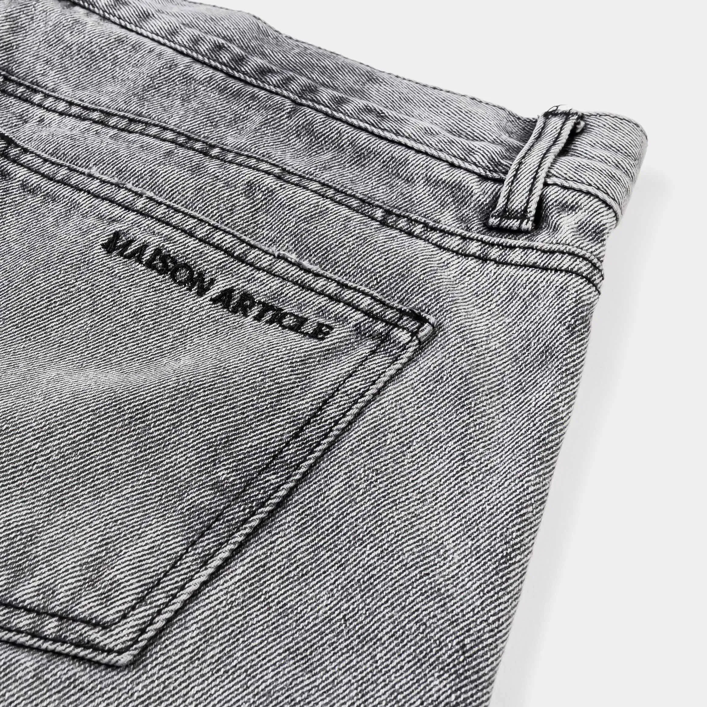 MAISON ARTICLE Paint Denim Washed Mens Shorts (Black/Gray)