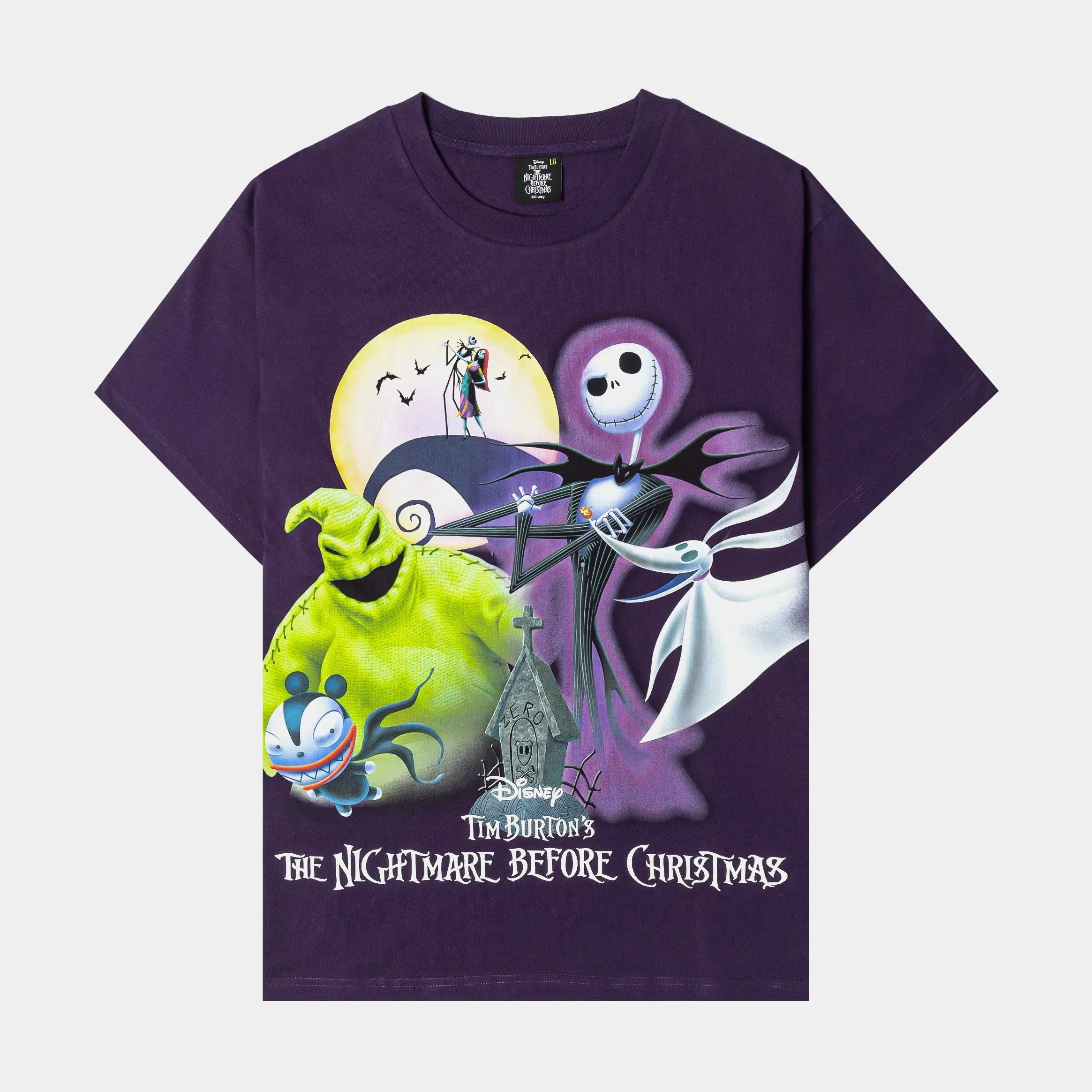 NIGHTMARE BEFORE XMAS X SP The Nightmare Before Christmas By Shoe Palace Characters Mens Short Sleeve Shirt (Purple/White)