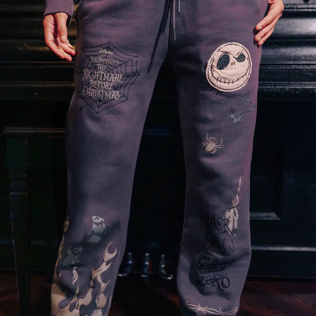 NIGHTMARE BEFORE XMAS X SP The Nightmare Before Christmas By Shoe Palace Spider Fleece Mens Sweatpants (Grey/Beige)