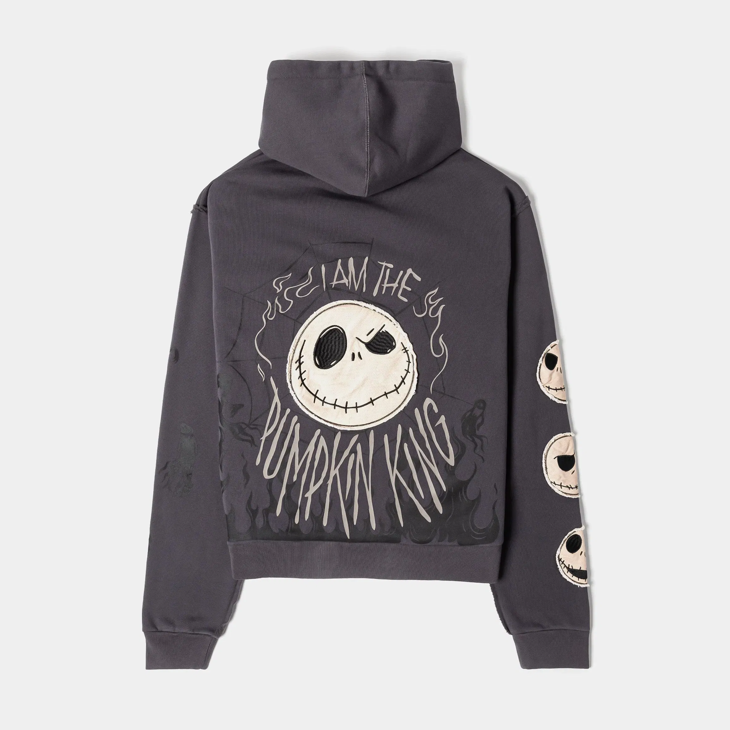 NIGHTMARE BEFORE XMAS X SP The Nightmare Before Christmas By Shoe Palace Spider Washed Pullover Mens Hoodie (Grey/Beige)