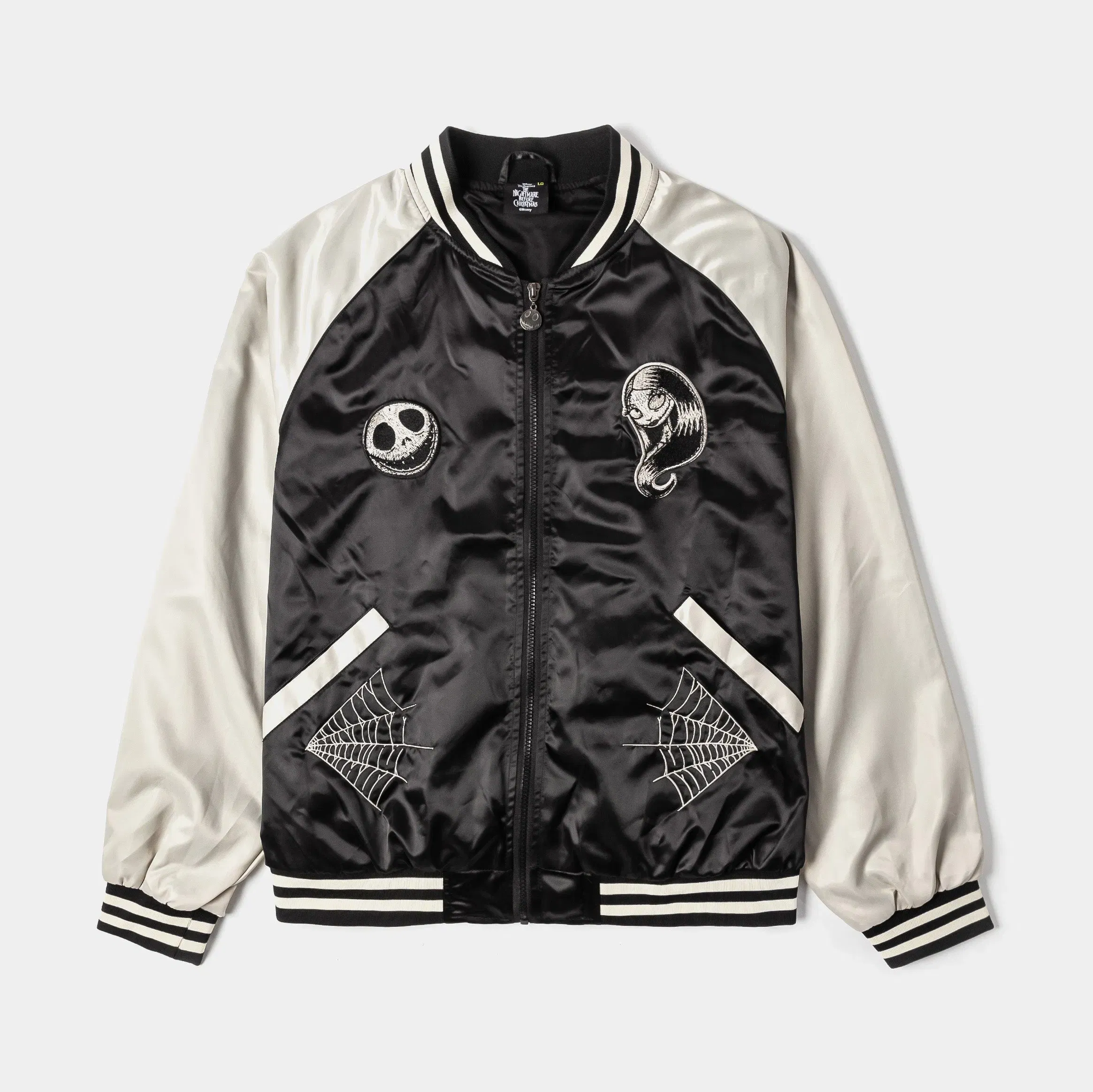NIGHTMARE BEFORE XMAS X SP The Nightmare Before Christmas By Shoe Palace Love You To Death Satin Mens Jacket (Black/Cream)
