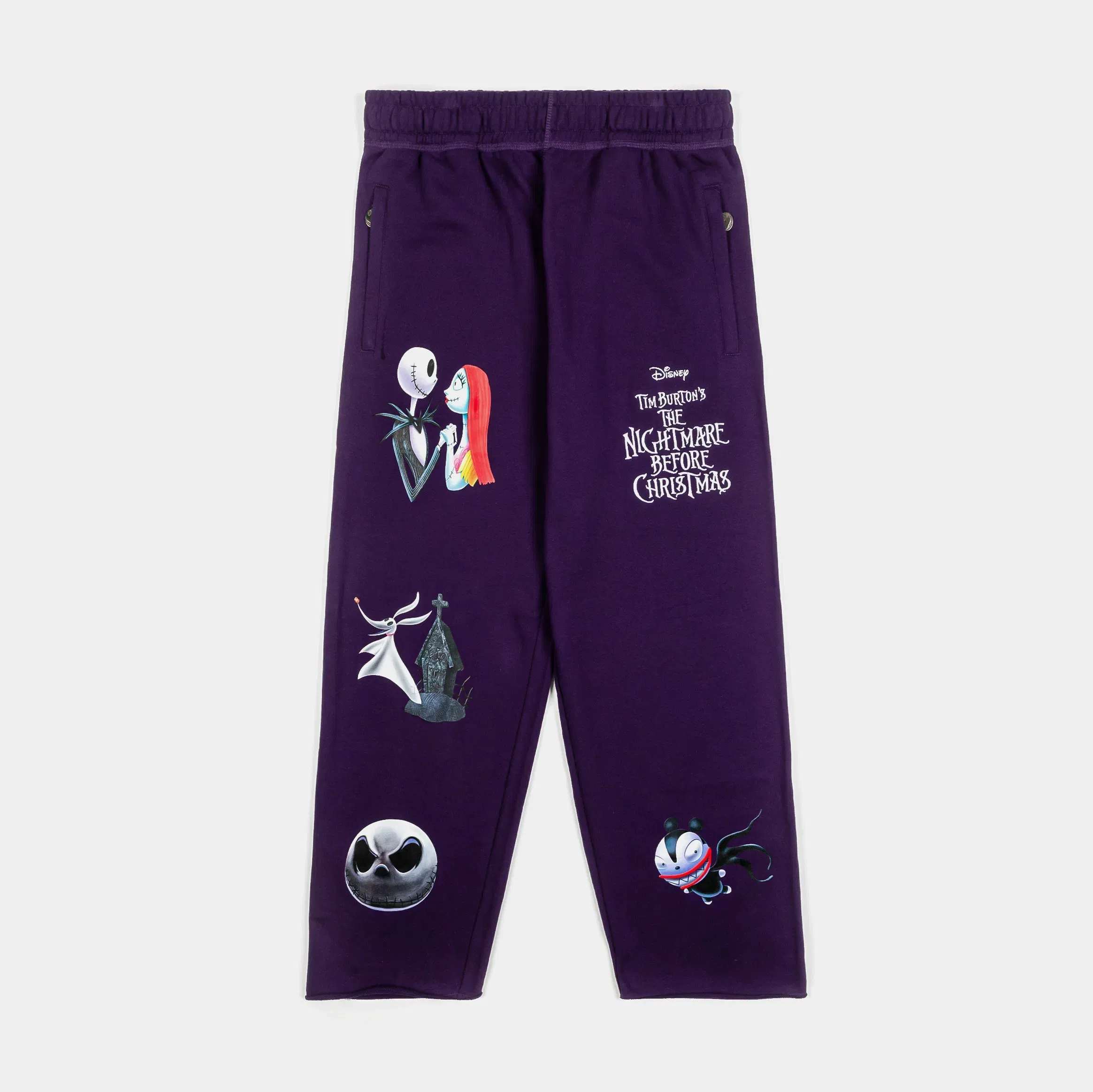 NIGHTMARE BEFORE XMAS X SP The Nightmare Before Christmas By Shoe Palace Characters Fleece Mens Sweatpants (Purple/White)