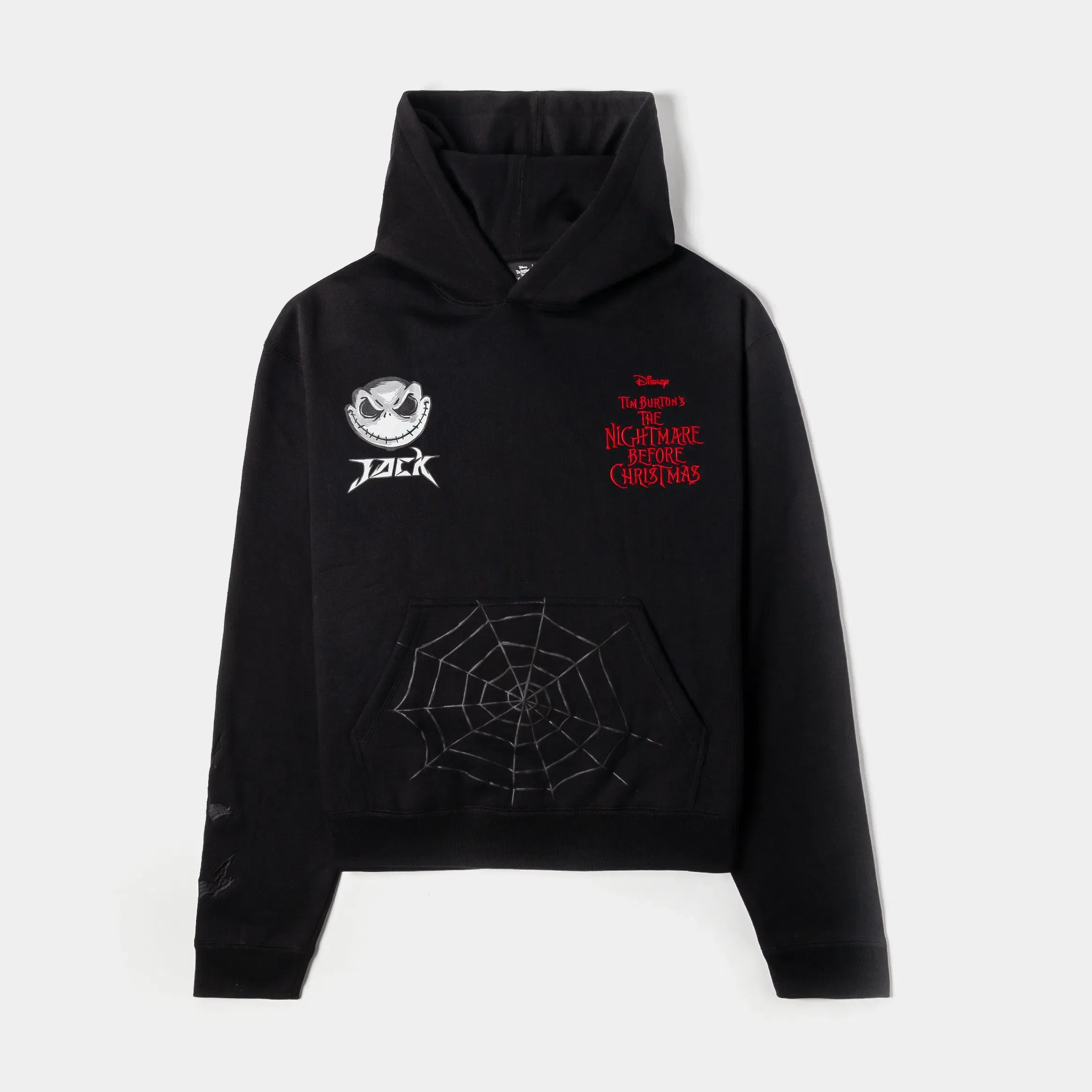 NIGHTMARE BEFORE XMAS X SP The Nightmare Before Christmas By Shoe Palace Pumpkin King Cropped Mens Hoodie (Black/Red)