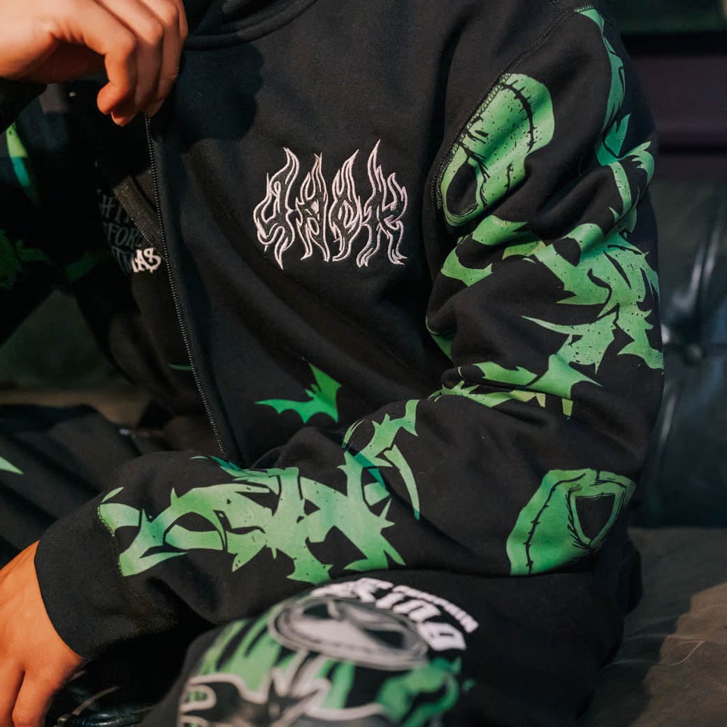 NIGHTMARE BEFORE XMAS X SP The Nightmare Before Christmas By Shoe Palace The Pumpkin King Zip Up Mens Hoodie (Black/Green)