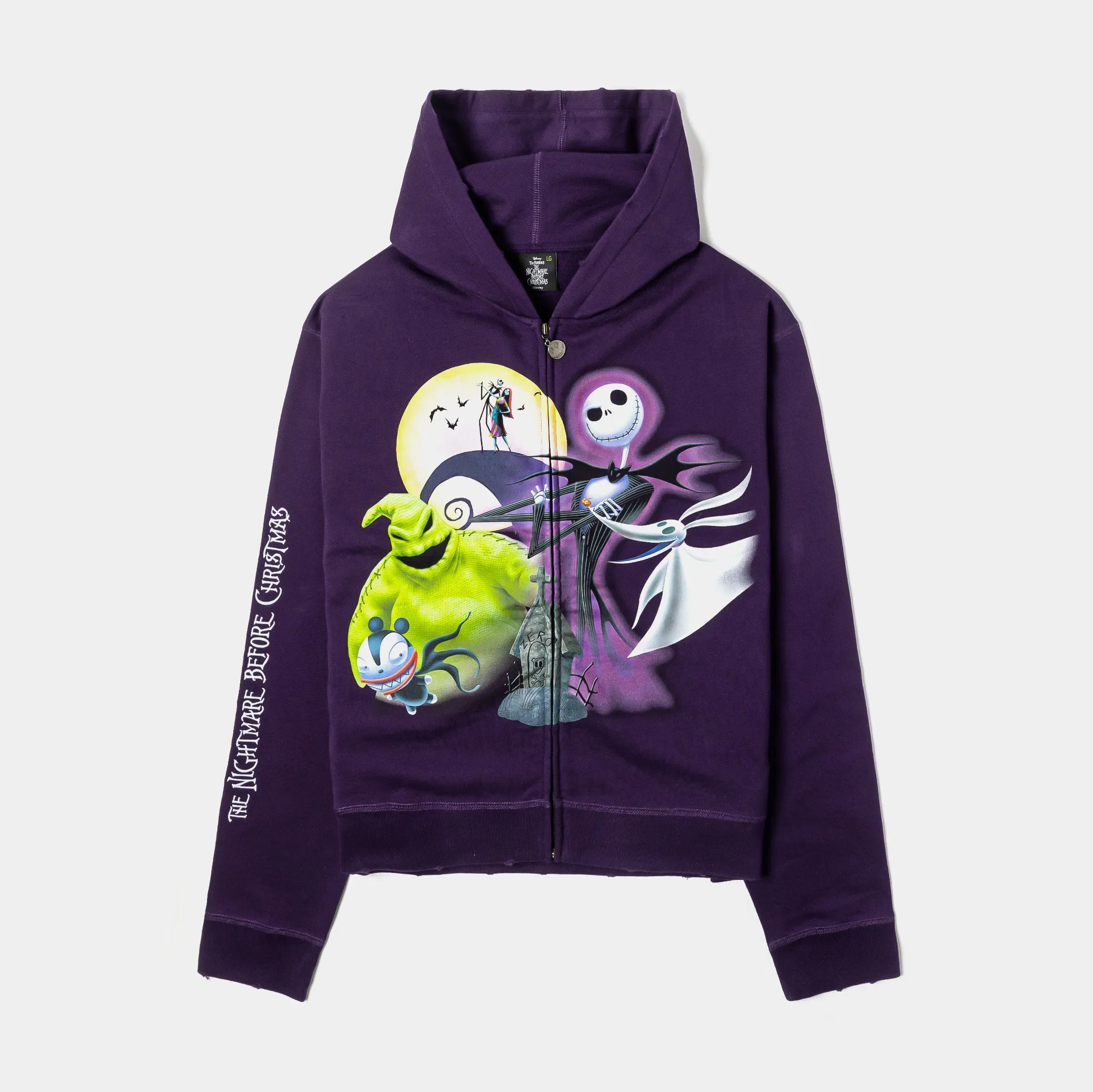 NIGHTMARE BEFORE XMAS X SP The Nightmare Before Christmas By Shoe Palace Characters Zip Up Mens Hoodie (Purple)