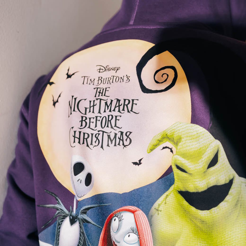 NIGHTMARE BEFORE XMAS X SP The Nightmare Before Christmas By Shoe Palace Characters Zip Up Mens Hoodie (Purple)